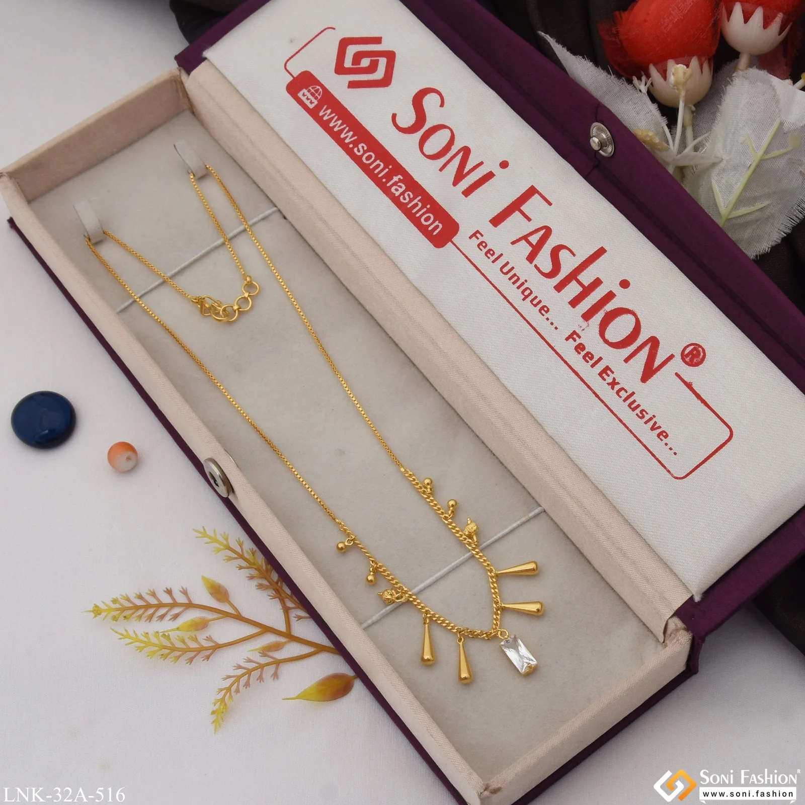 1 Gram Gold Plated Artisanal Design Necklace for Ladies - Style A516 - Image 2