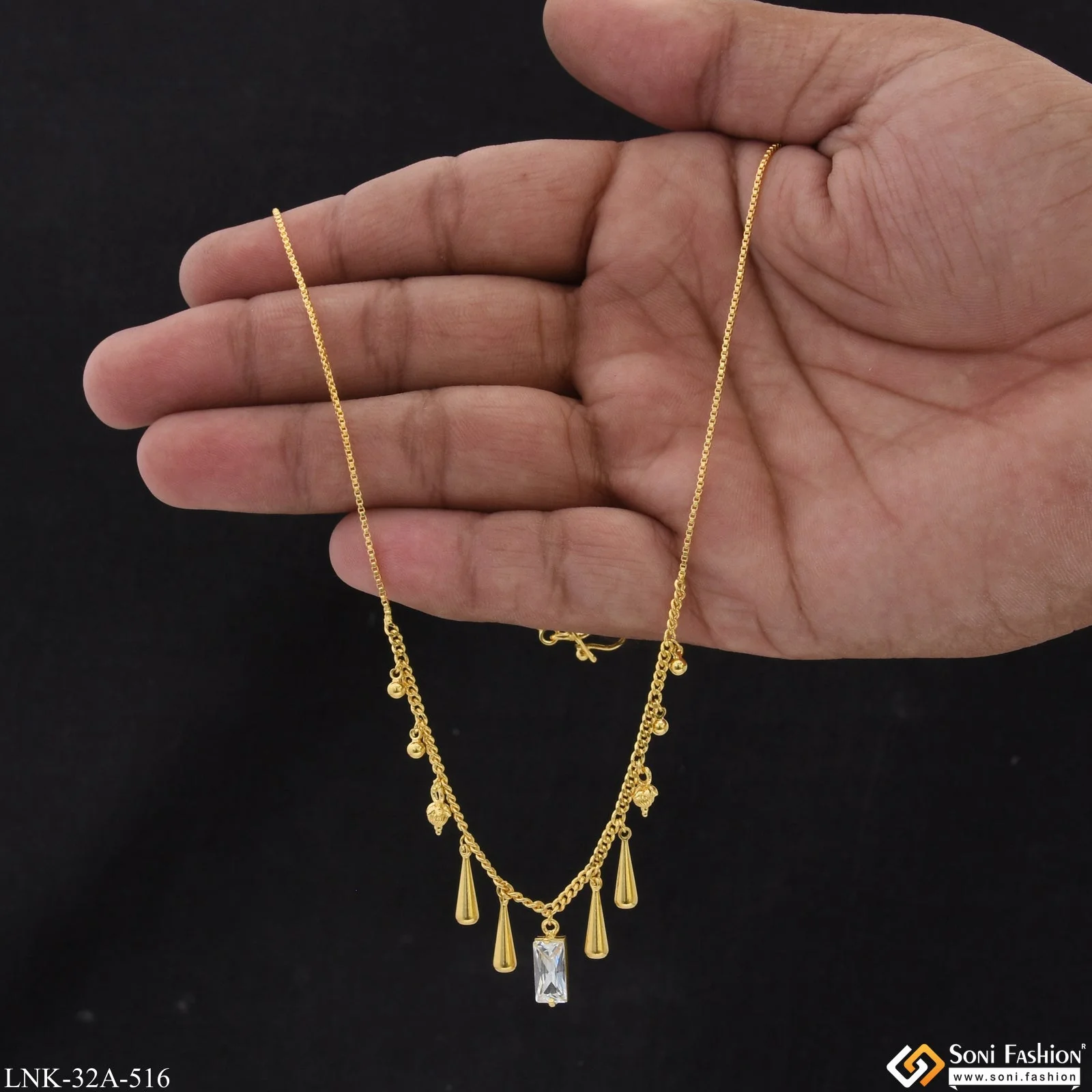 1 Gram Gold Plated Artisanal Design Necklace for Ladies - Style A516 - Image 3