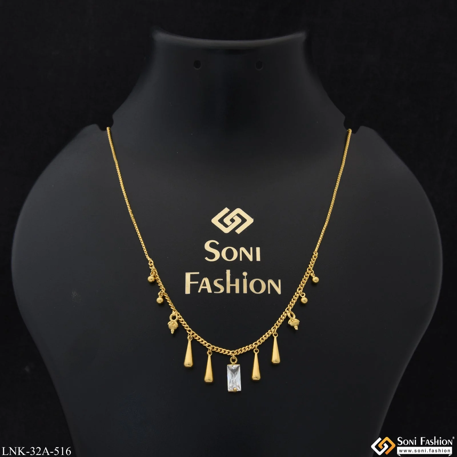 1 Gram Gold Plated Artisanal Design Necklace for Ladies - Style A516 - Image 4