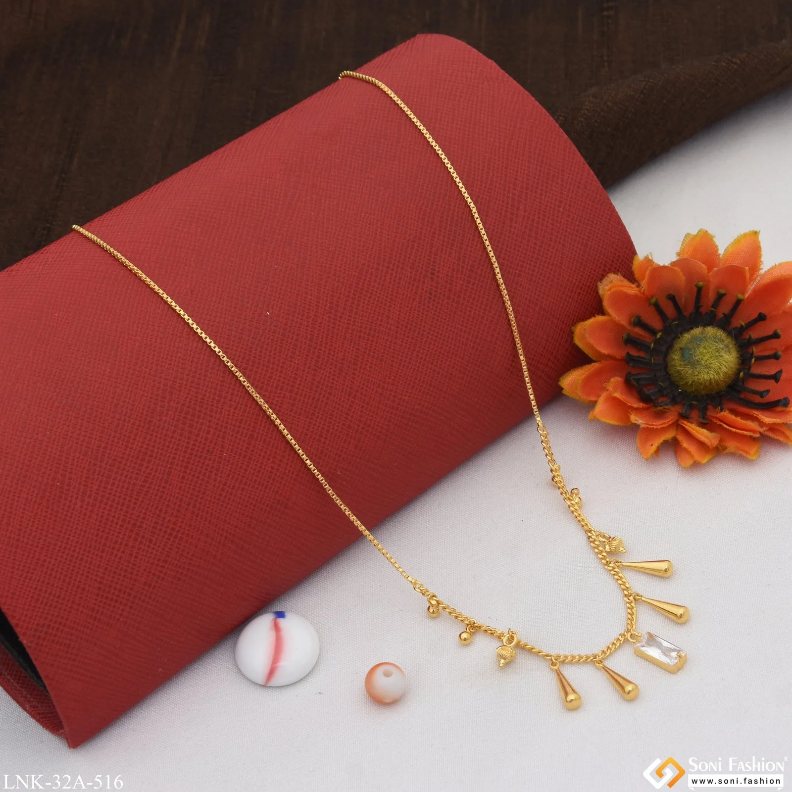 1 Gram Gold Plated Artisanal Design Necklace for Ladies - Style A516 - Image 6