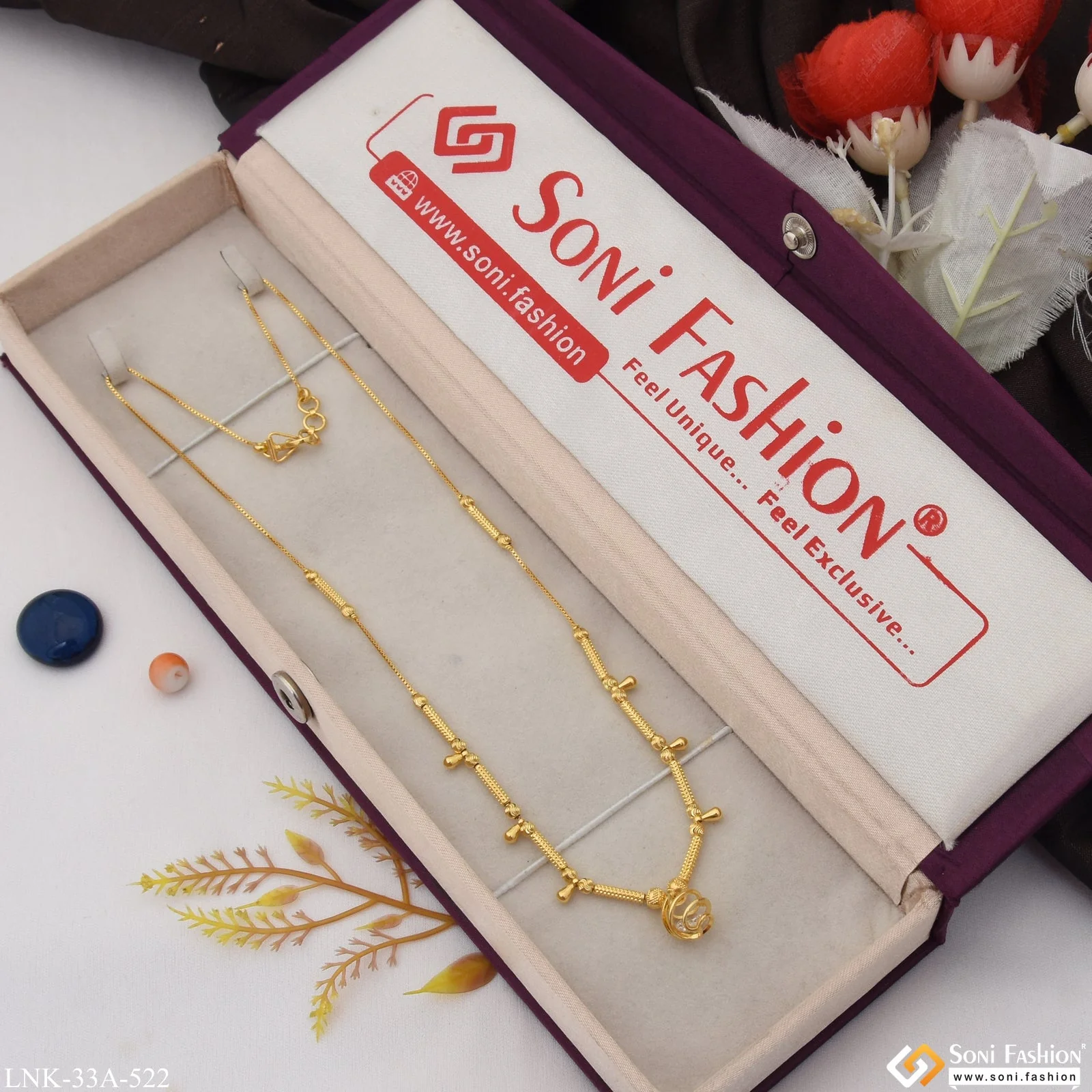 1 Gram Gold Plated Artisanal Design Necklace for Ladies - Style A522 - Image 3