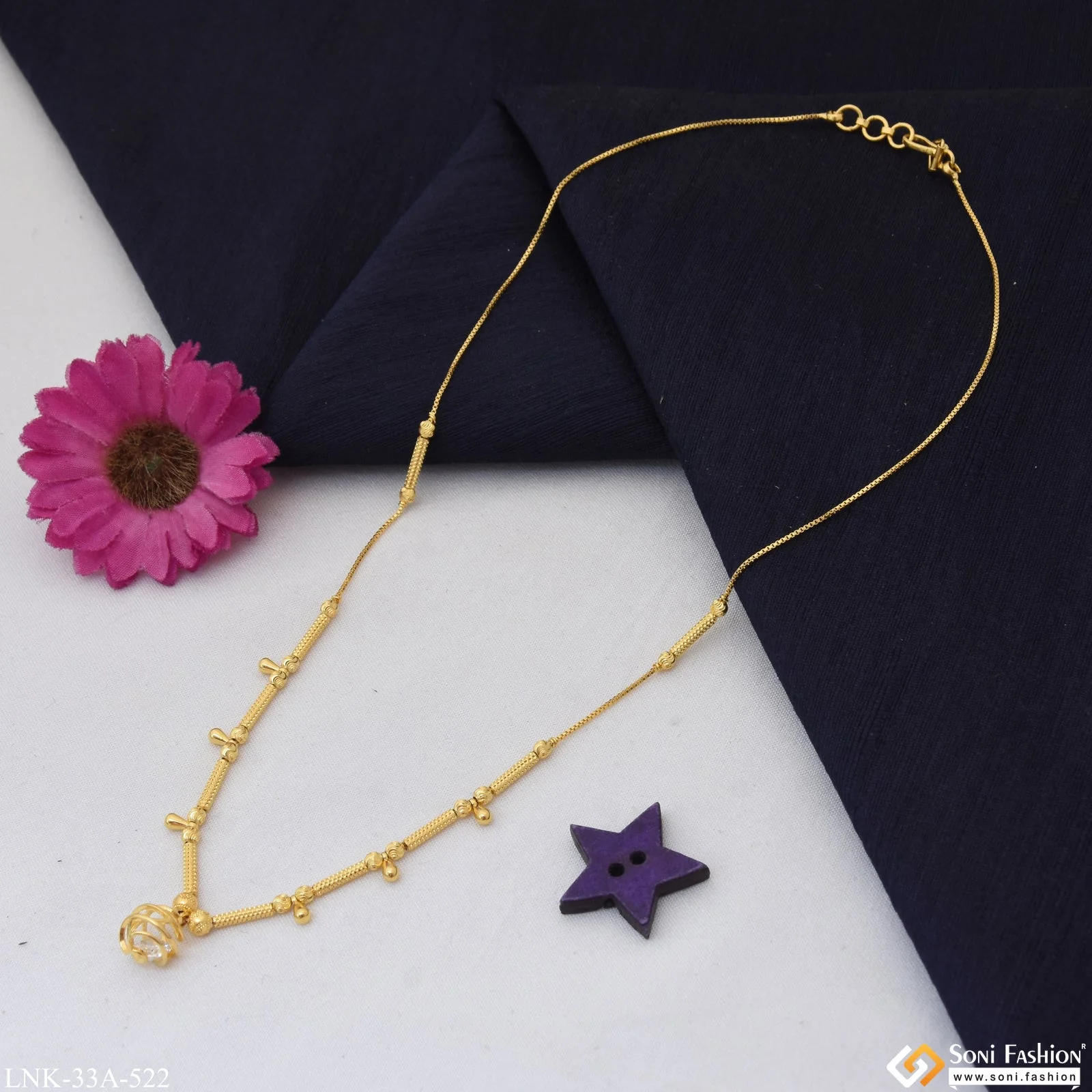 1 Gram Gold Plated Artisanal Design Necklace for Ladies - Style A522 - Image 4
