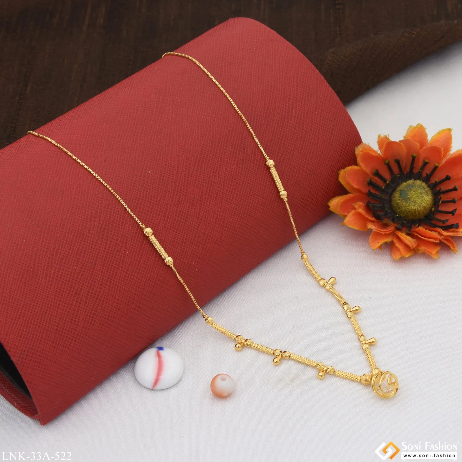 1 Gram Gold Plated Artisanal Design Necklace for Ladies - Style A522 - Image 5