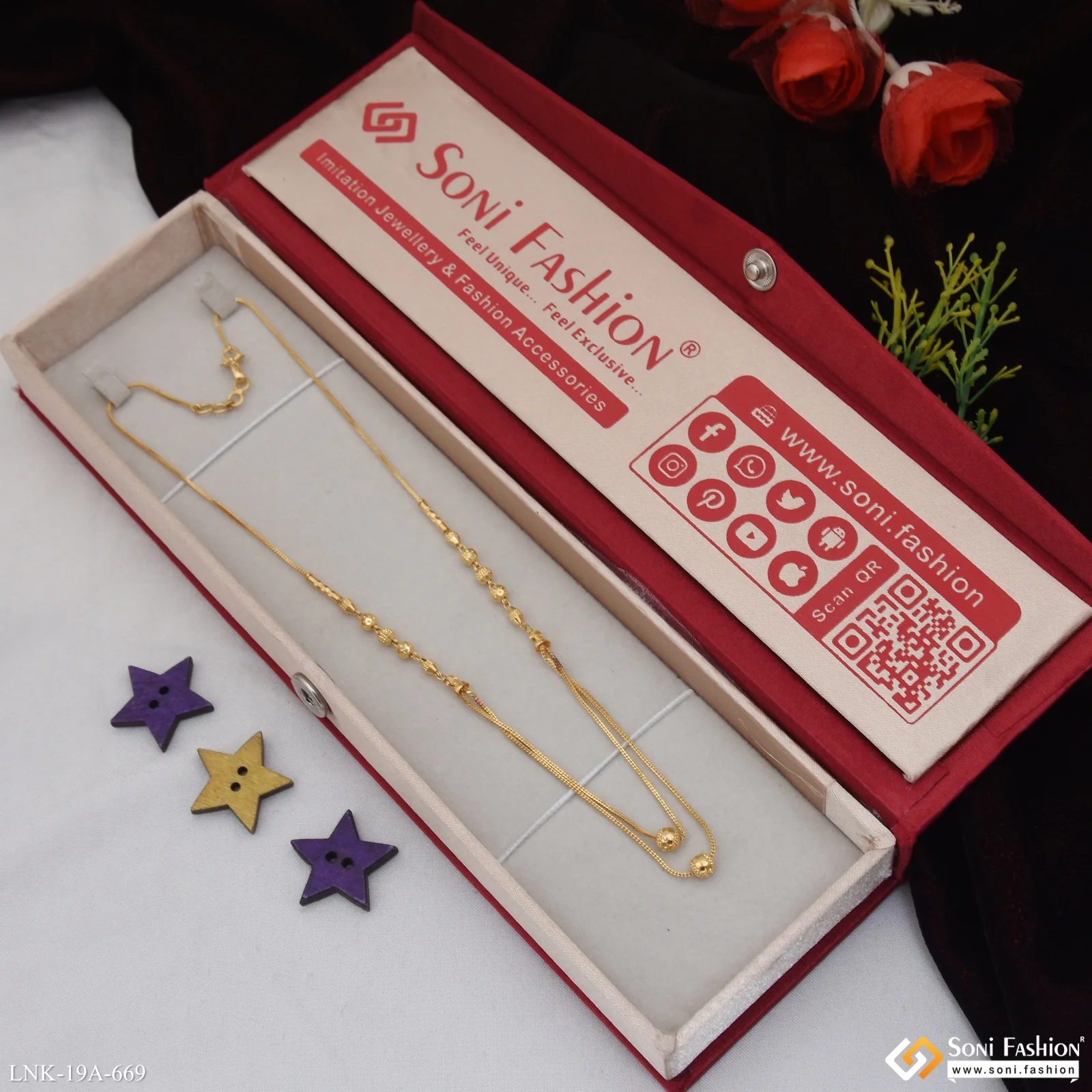 1 Gram Gold Plated Artisanal Design Necklace for Ladies - Style A669 - Image 3