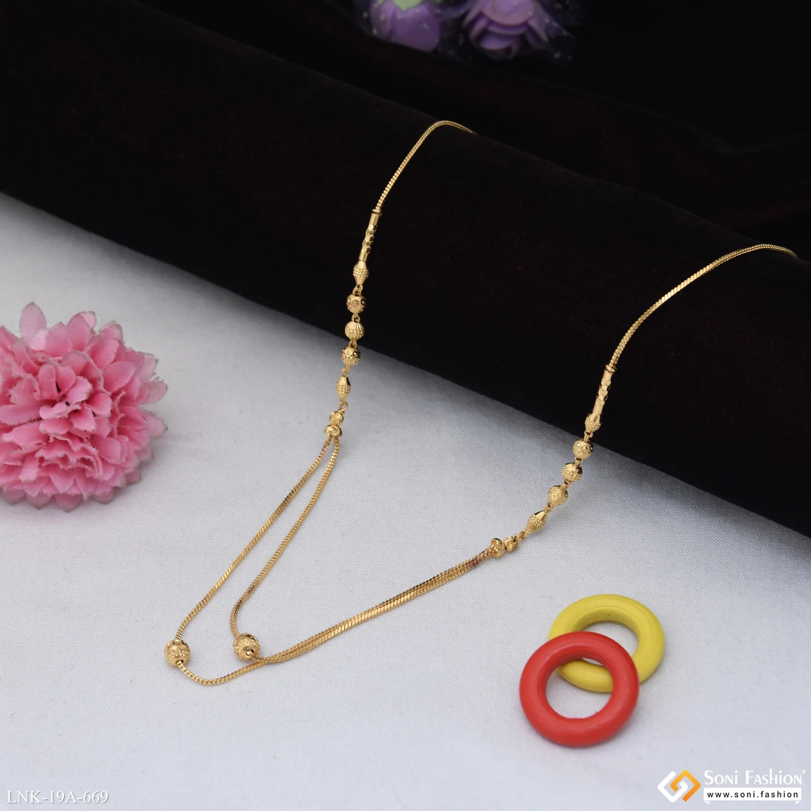 1 Gram Gold Plated Artisanal Design Necklace for Ladies - Style A669 - Image 4