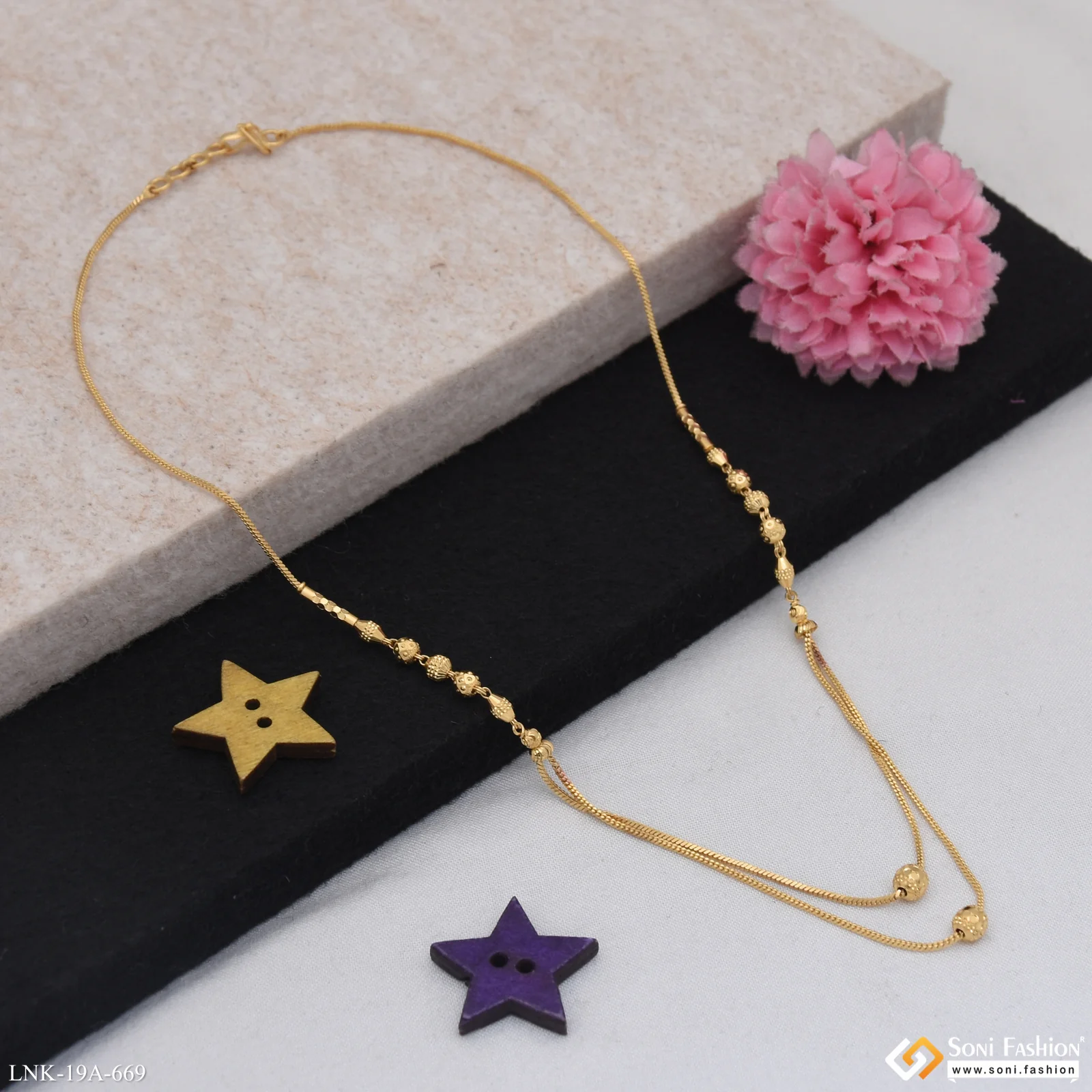 1 Gram Gold Plated Artisanal Design Necklace for Ladies - Style A669 - Image 5