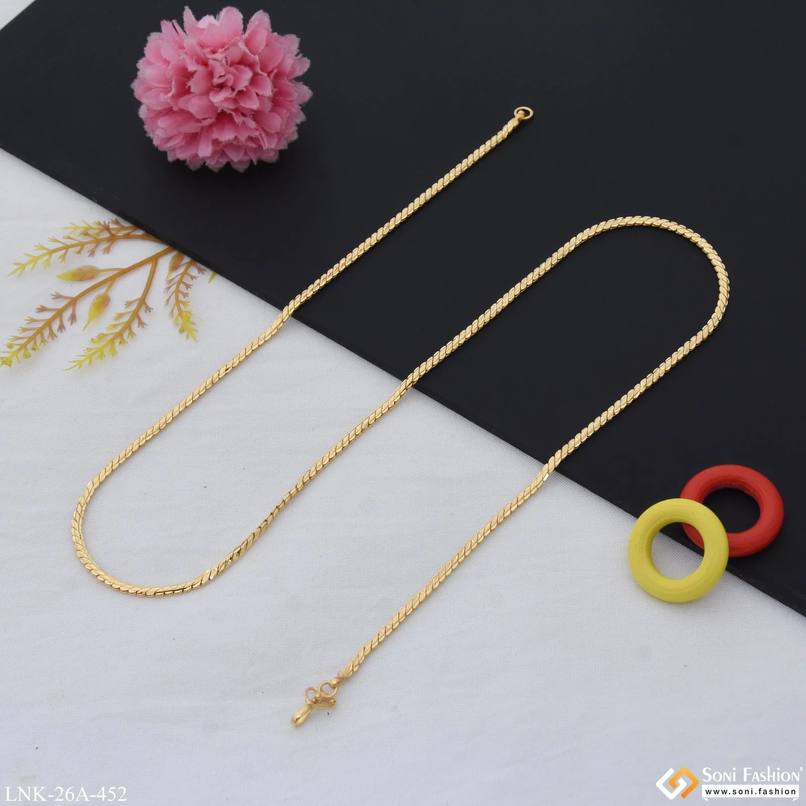 1 Gram Gold Plated Artisanal Design New Style Chain for Ladies - Style A452 - Image 4