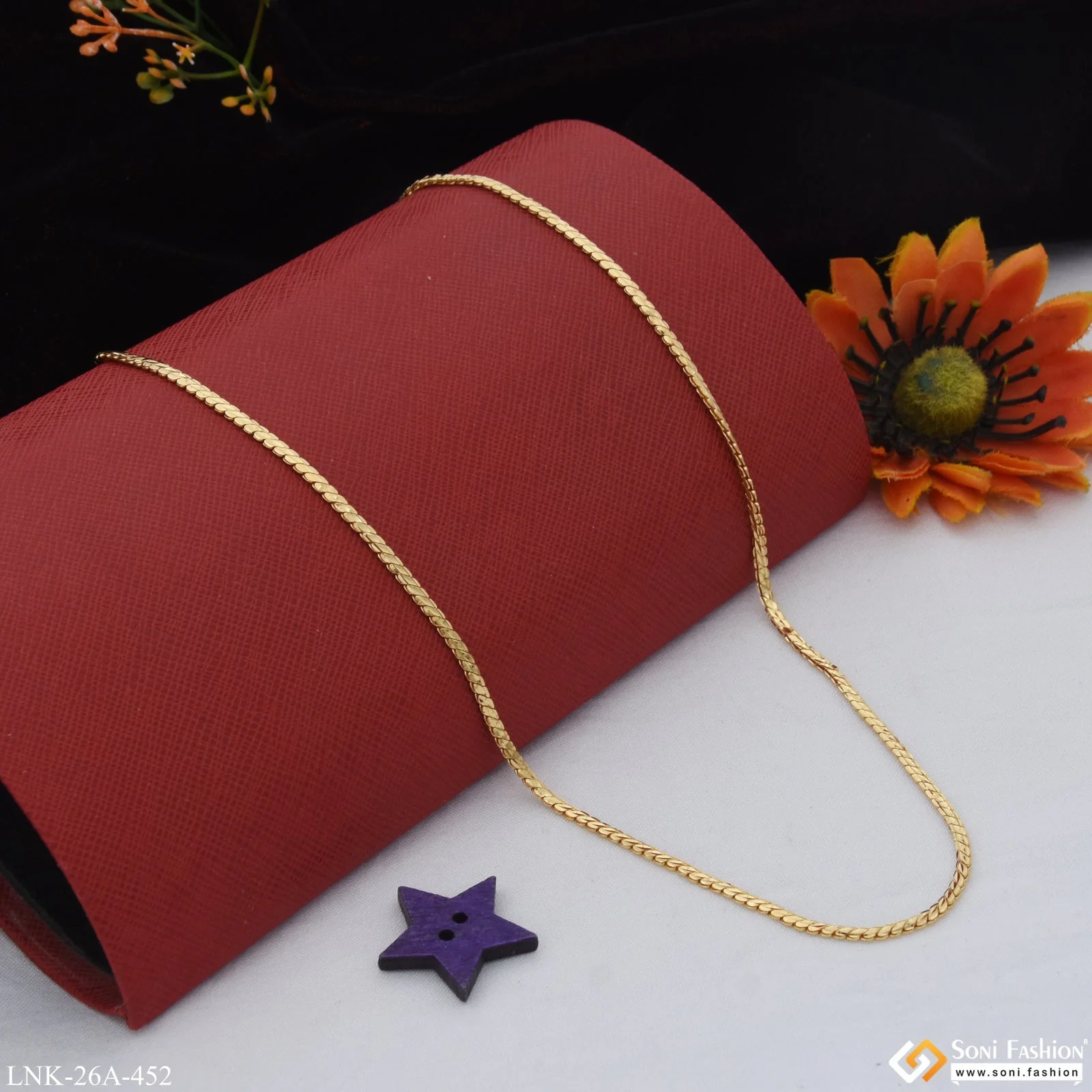 1 Gram Gold Plated Artisanal Design New Style Chain for Ladies - Style A452 - Image 5