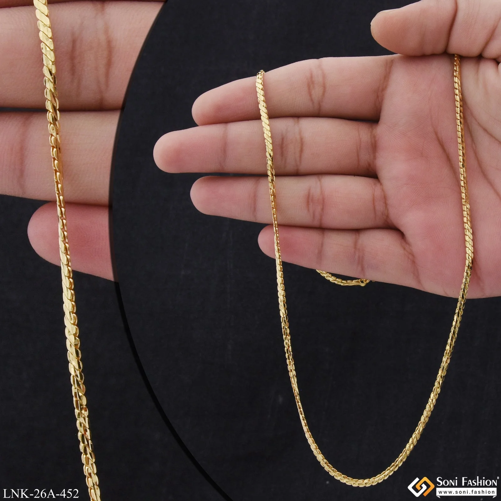 1 Gram Gold Plated Artisanal Design New Style Chain for Ladies - Style A452 - Image 6