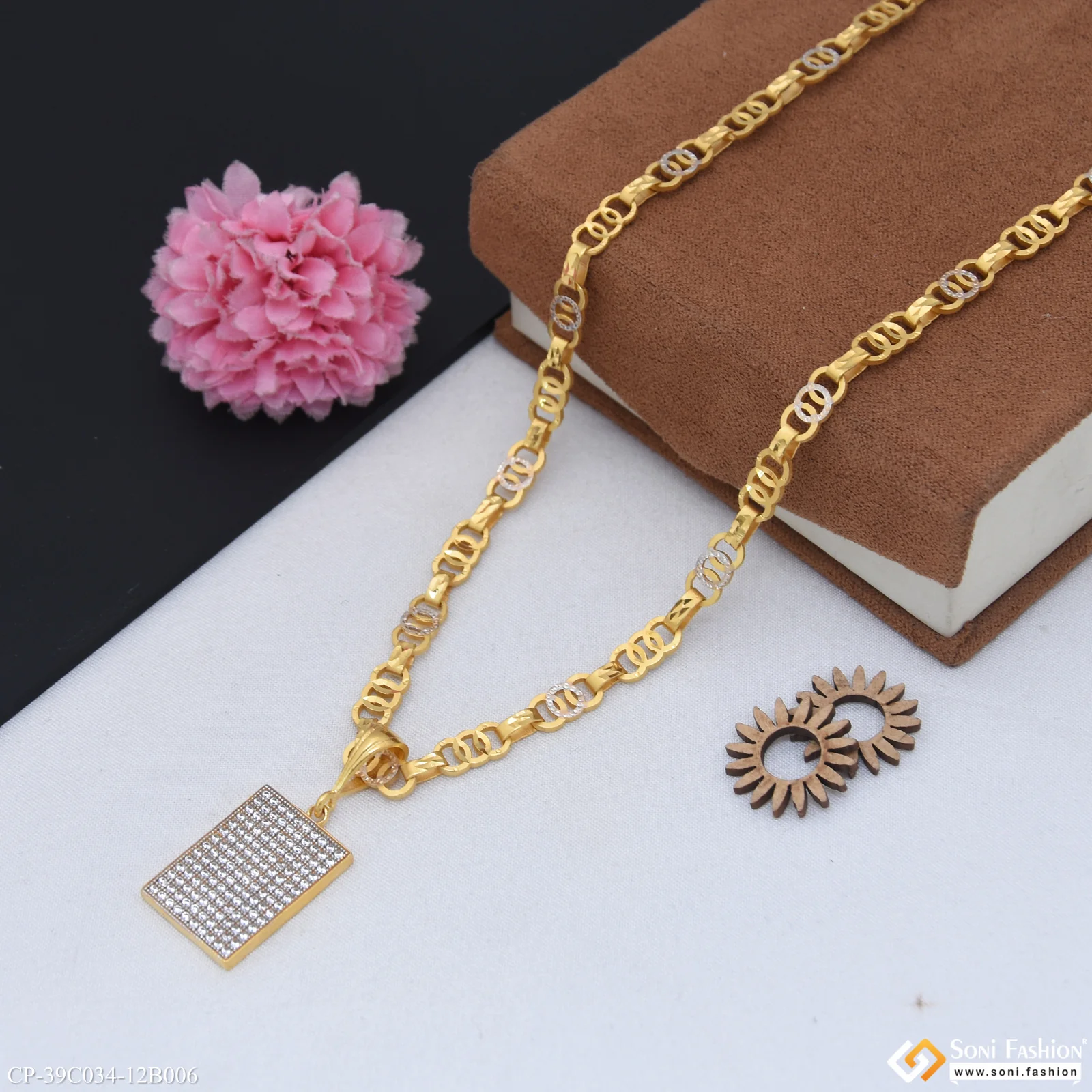1 Gram Gold Plated Artisanal Design Pendant With Chain for Men (CP-C034-B006) - Image 6
