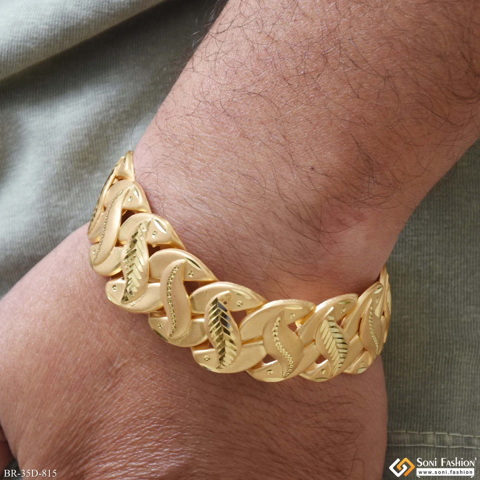 1 Gram Gold Plated Artisanal Design Pokal Bracelet for Men - Style D815