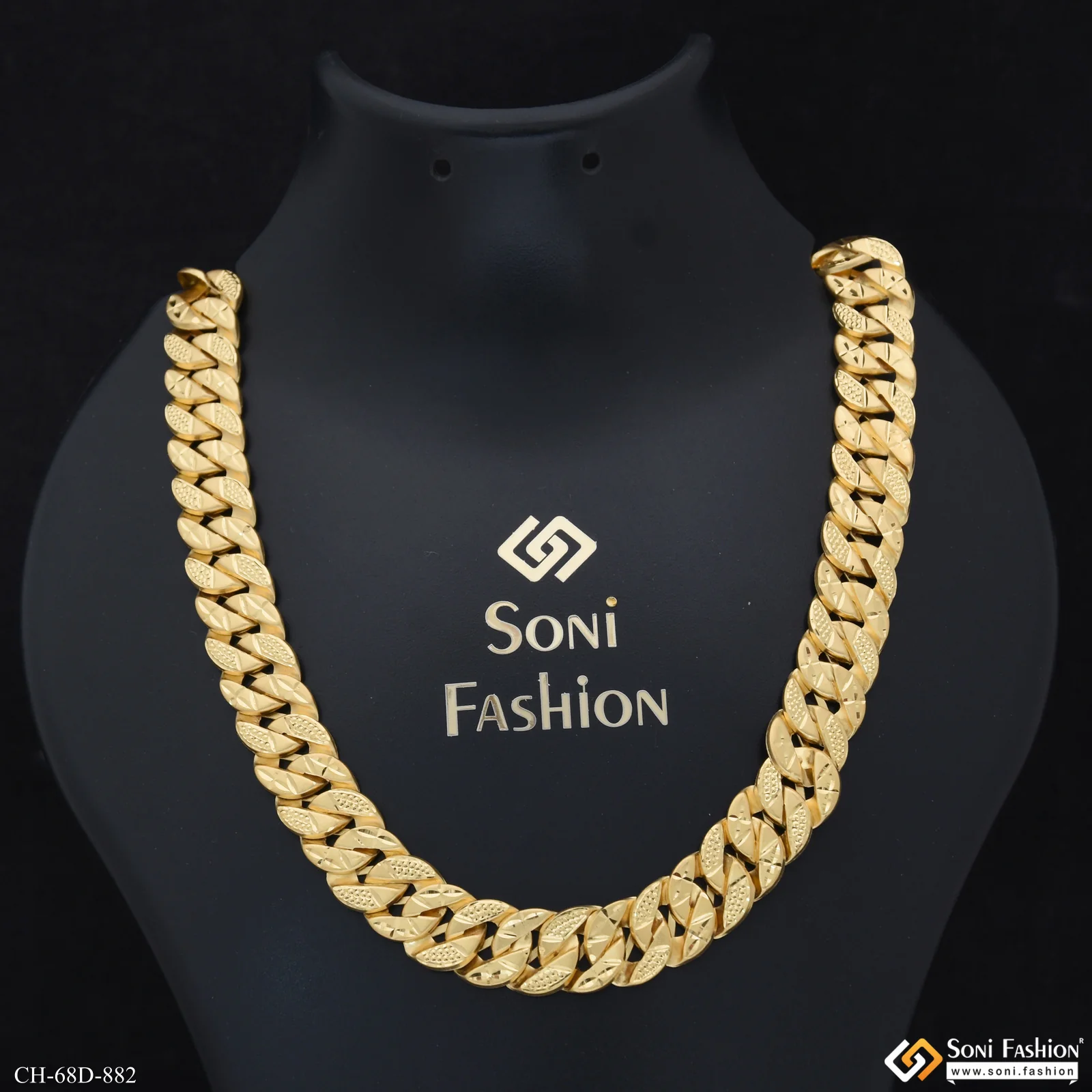 1 Gram Gold Plated Artisanal Design Pokal Chain for Men - Style D882