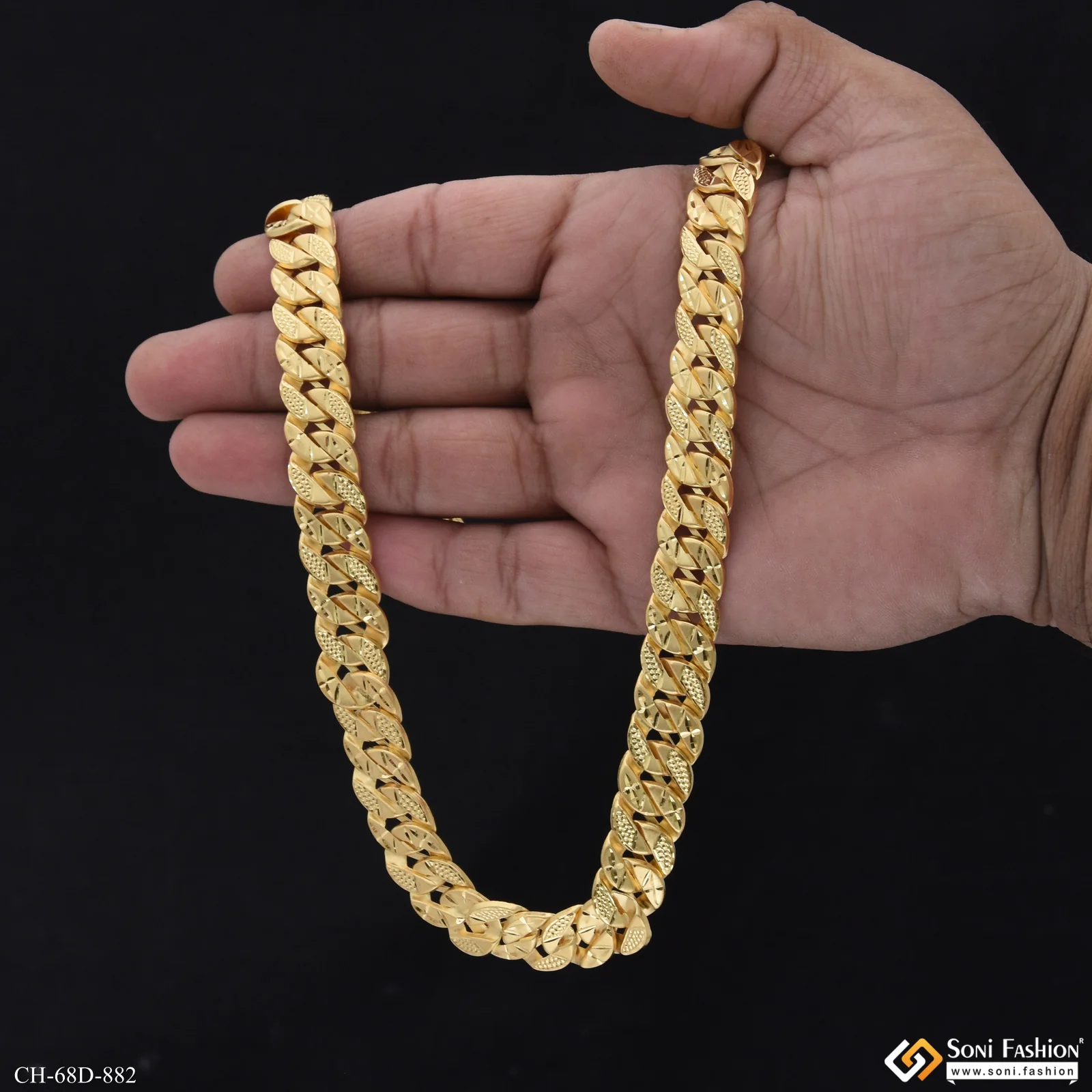 1 Gram Gold Plated Artisanal Design Pokal Chain for Men - Style D882 - Image 2