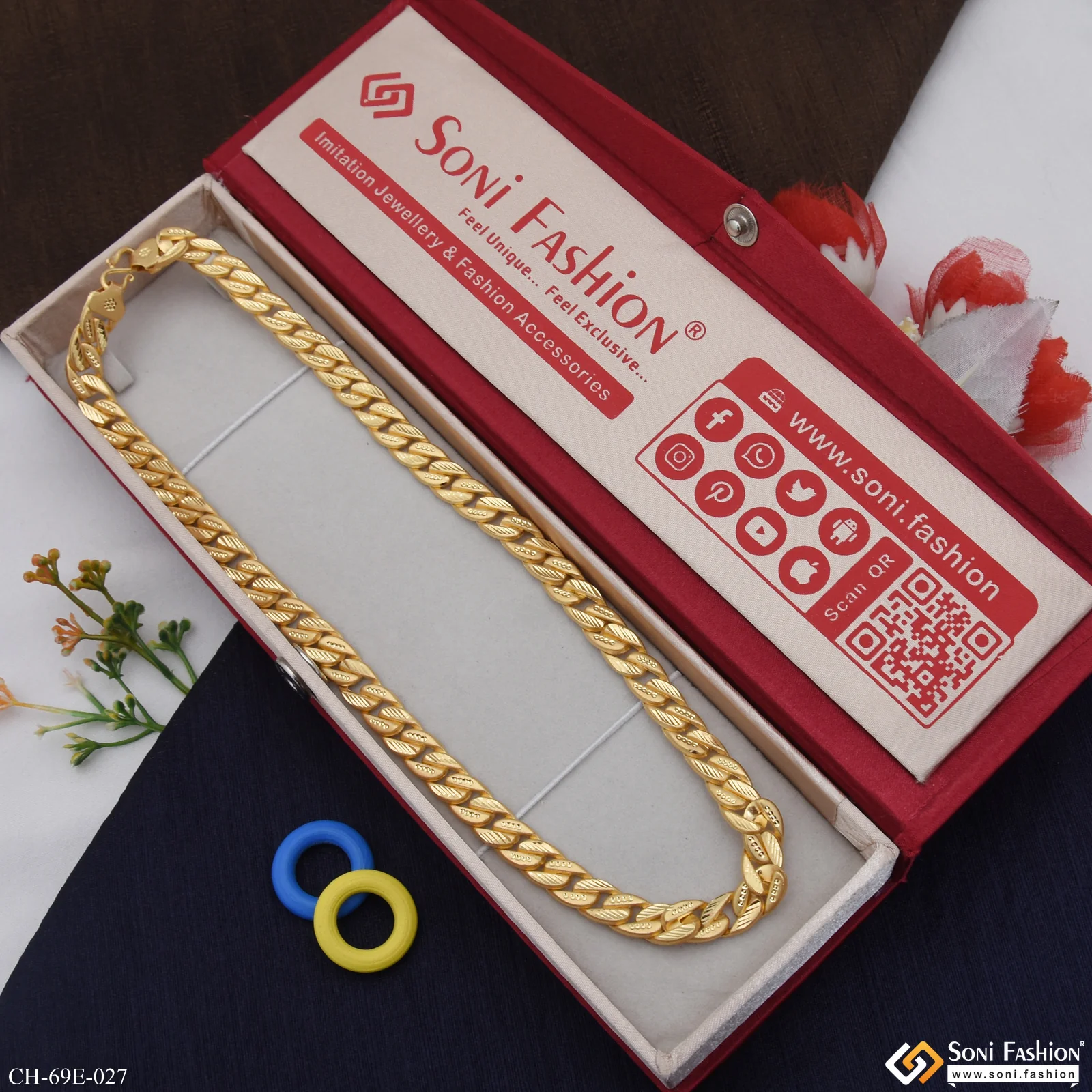 1 Gram Gold Plated Artisanal Design Pokal Chain for Men - Style E027 - Image 3