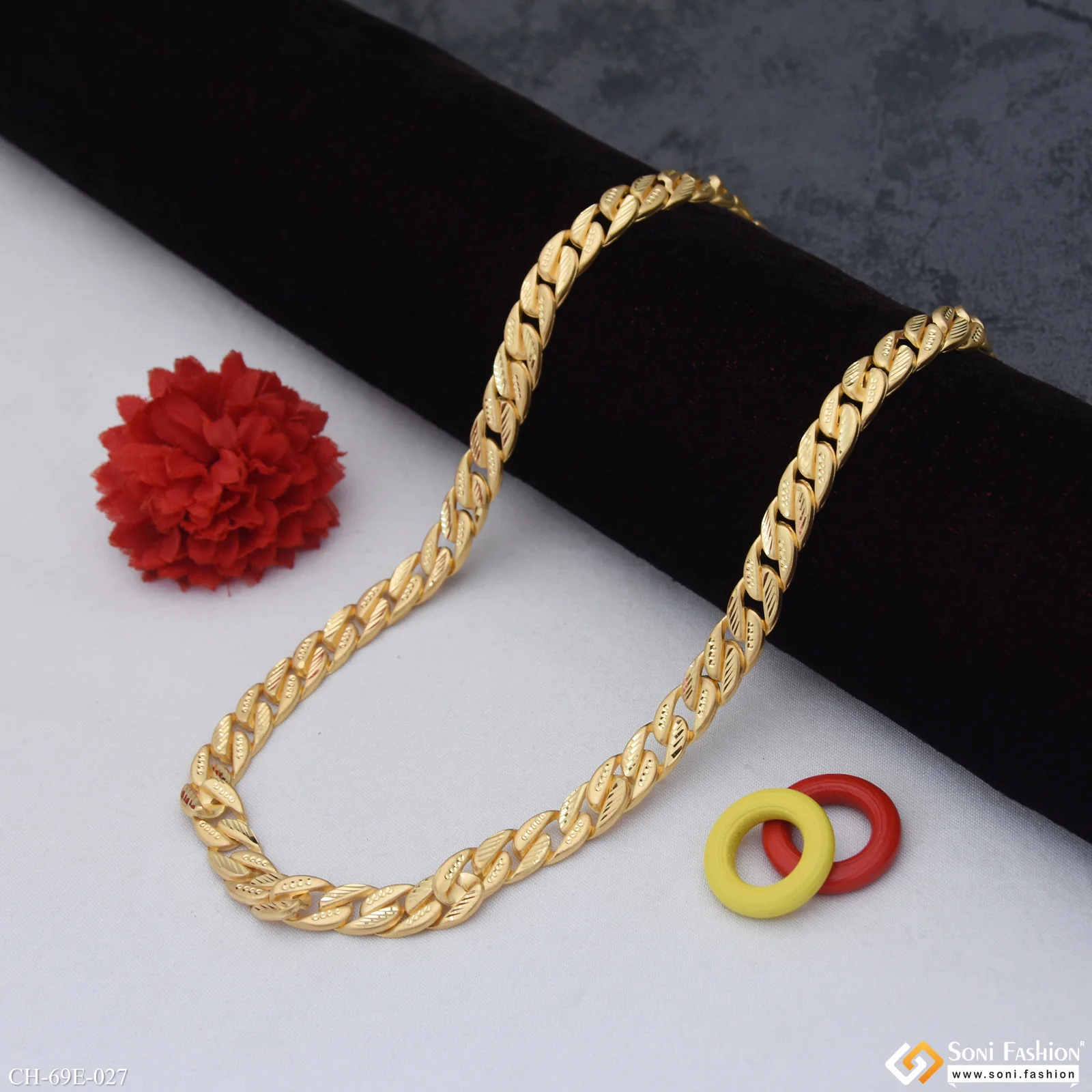 1 Gram Gold Plated Artisanal Design Pokal Chain for Men - Style E027 - Image 4