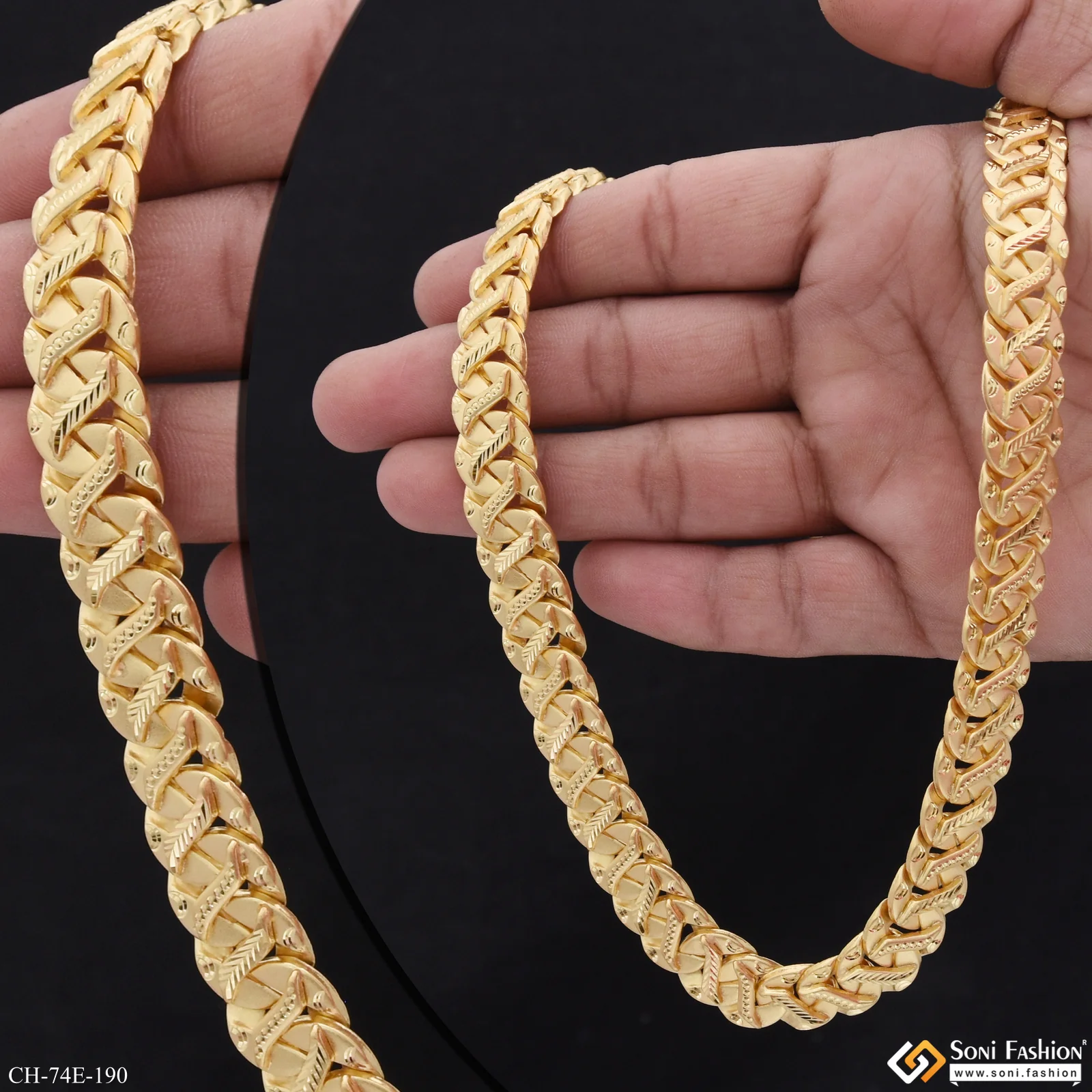 1 Gram Gold Plated Artisanal Design Pokal Chain for Men - Style E190 - Image 2
