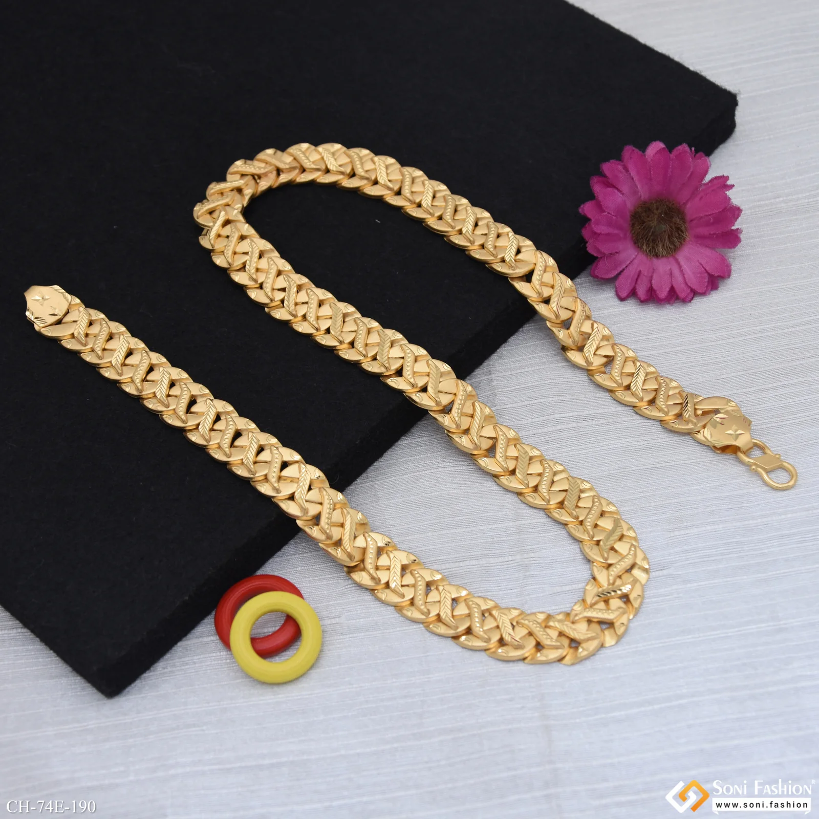 1 Gram Gold Plated Artisanal Design Pokal Chain for Men - Style E190 - Image 5