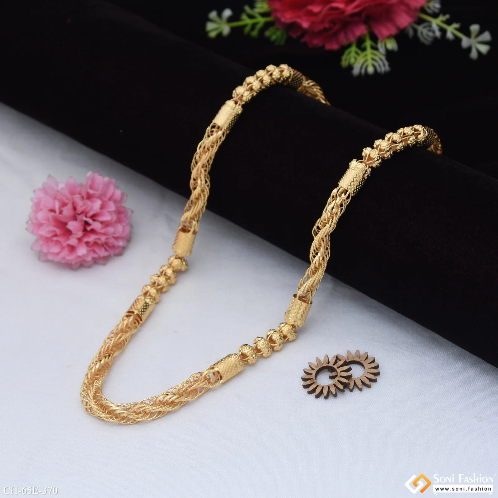 1 Gram Gold Plated Artisanal Design Rajwadi Chain for Men - Style E370 - Image 4