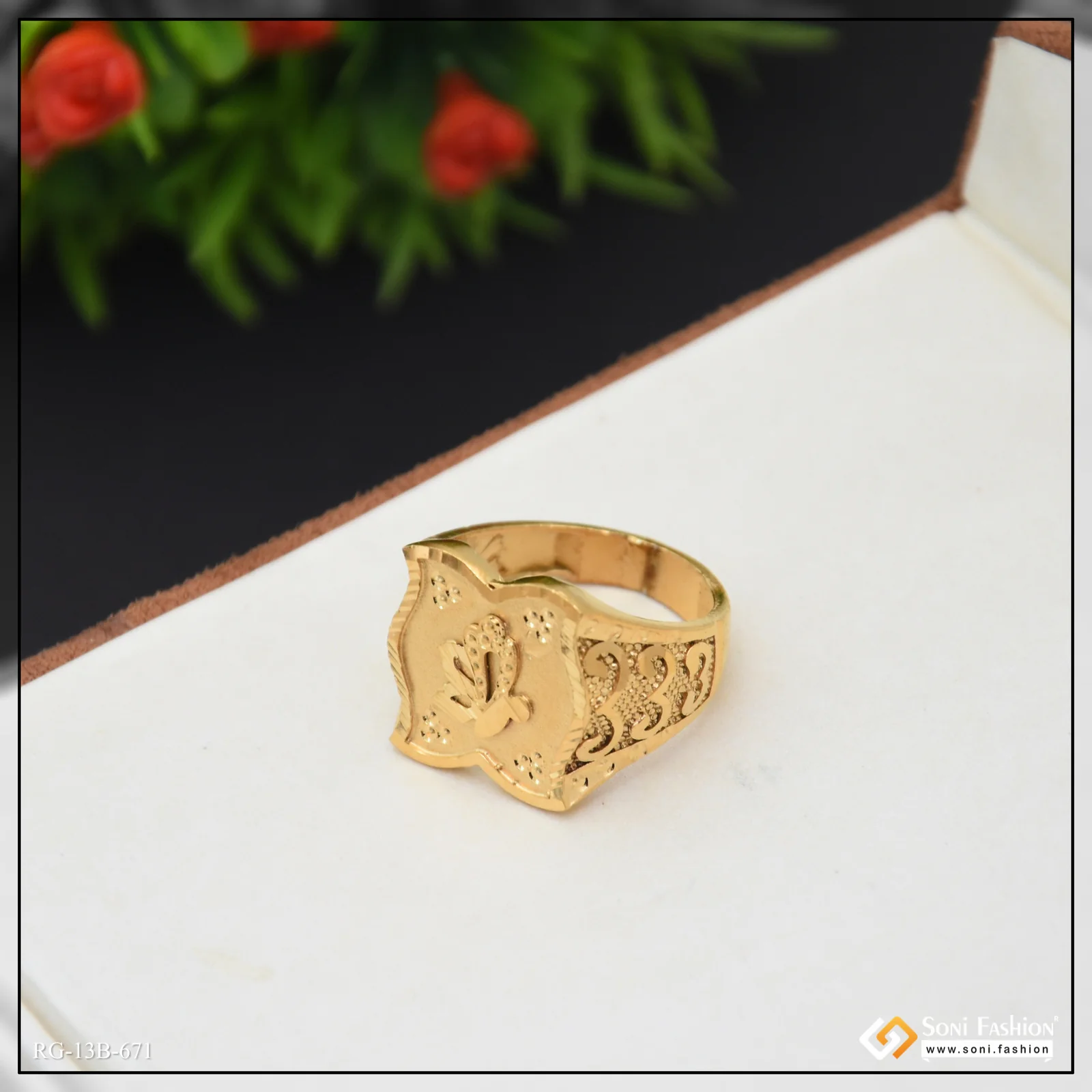 1 Gram Gold Plated Artisanal Design Ring for Men - Style B671 - Image 4
