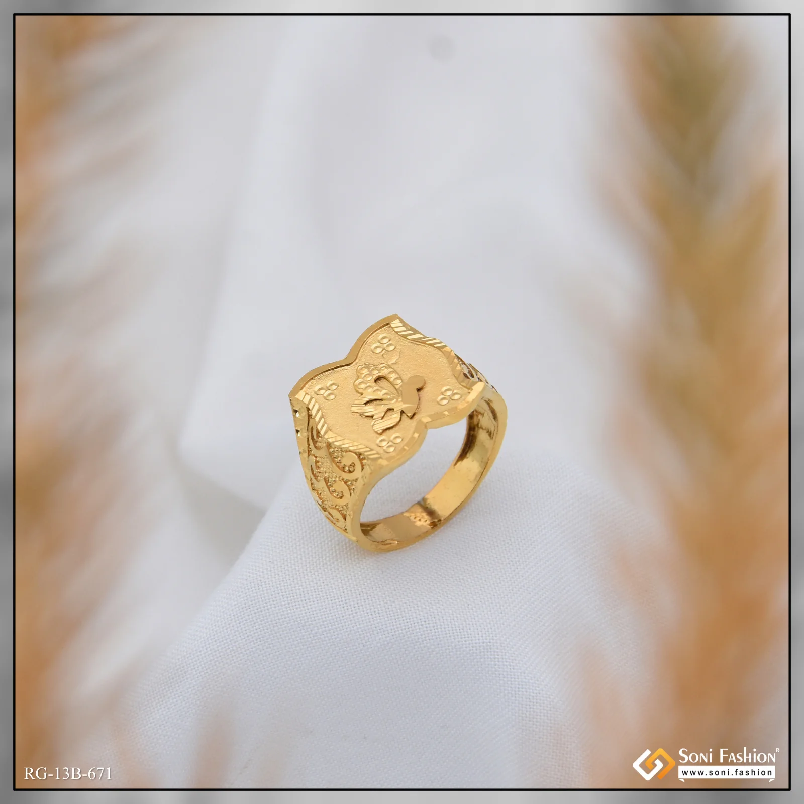 1 Gram Gold Plated Artisanal Design Ring for Men - Style B671 - Image 5