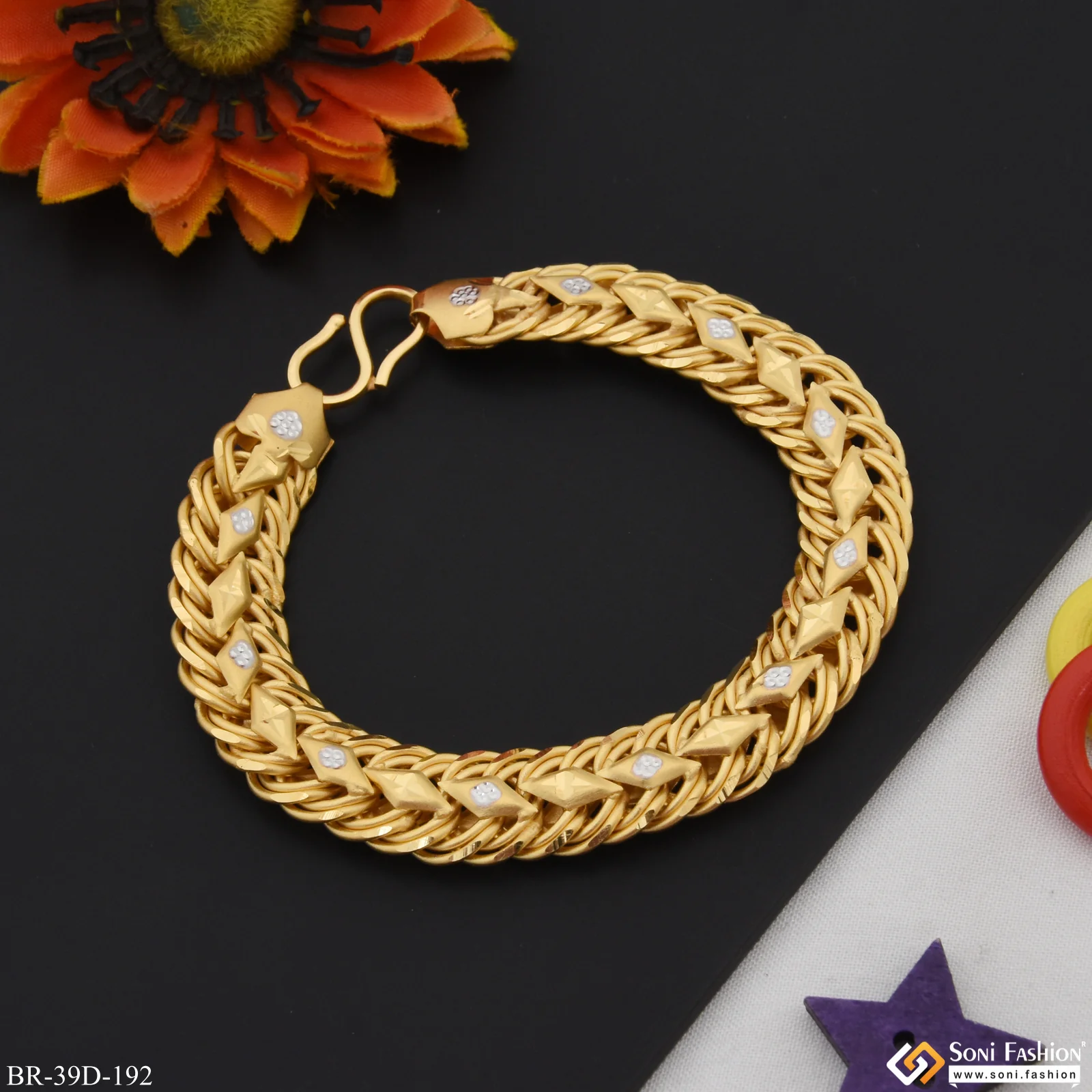 1 Gram Gold Plated Attention-Getting Design Bracelet for Men - Style D192 - Image 2