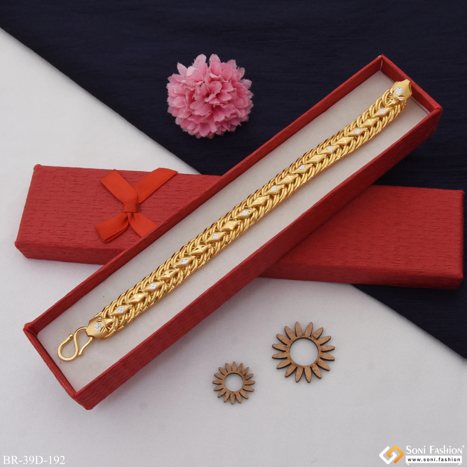 1 Gram Gold Plated Attention-Getting Design Bracelet for Men - Style D192 - Image 4