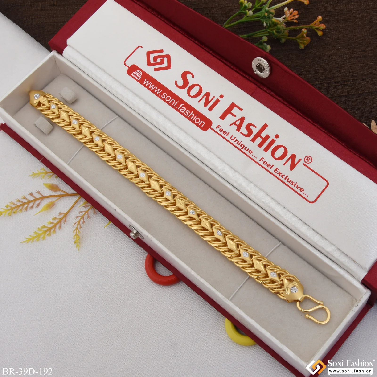 1 Gram Gold Plated Attention-Getting Design Bracelet for Men - Style D192 - Image 5