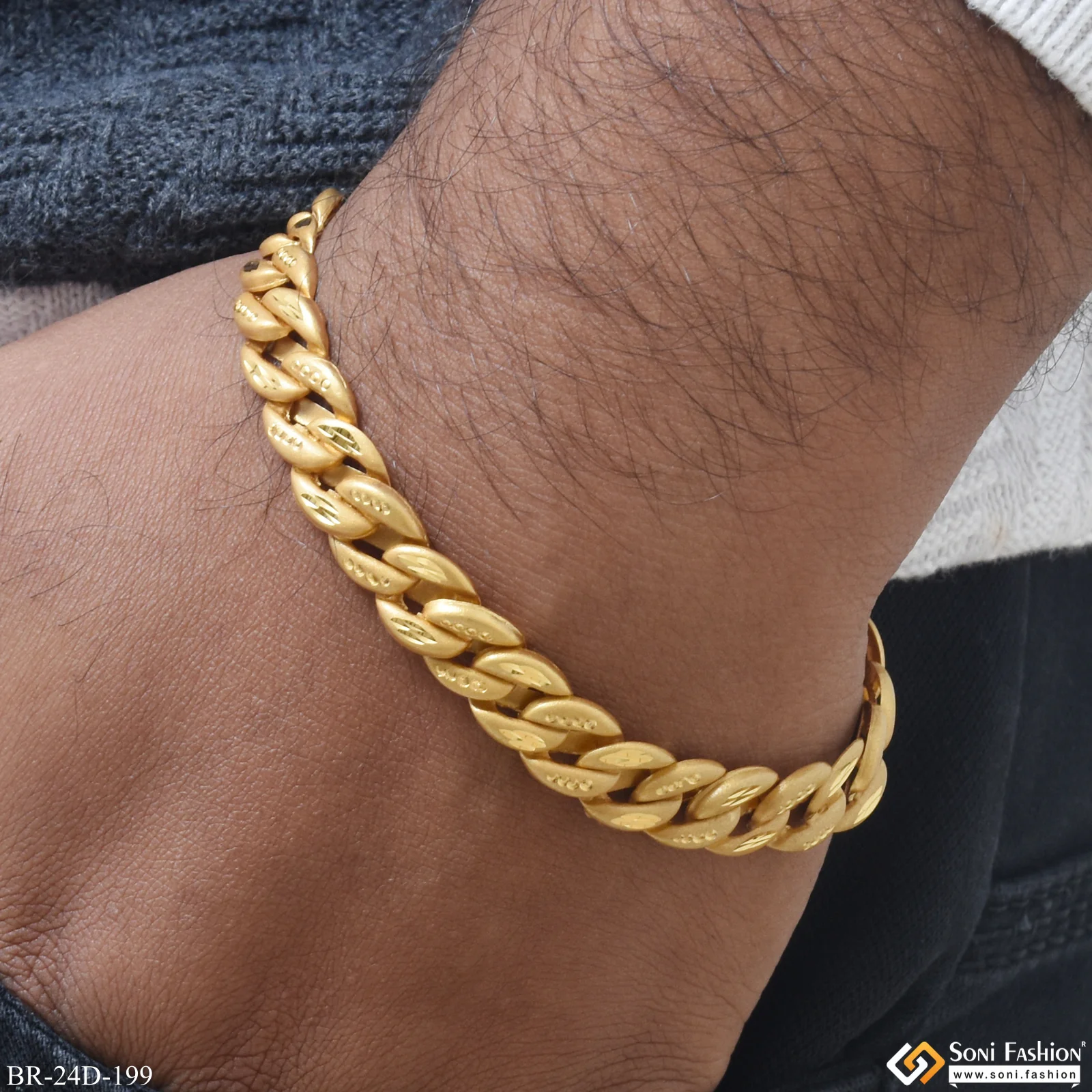 1 Gram Gold Plated Attention-Getting Design Pokal Bracelet for Men - Style D199