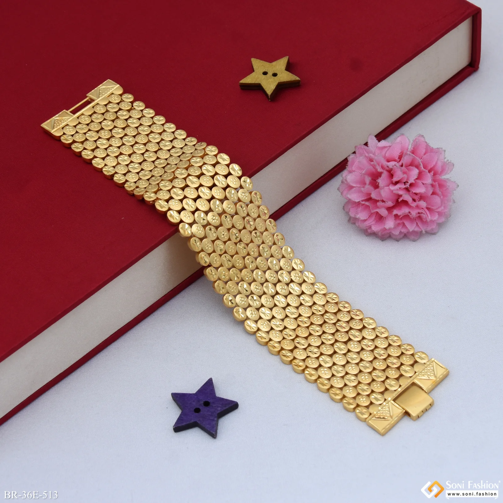 1 Gram Gold Plated Sophisticated Design - Rudraksha Bracelet for Men - Style B513 - Image 3