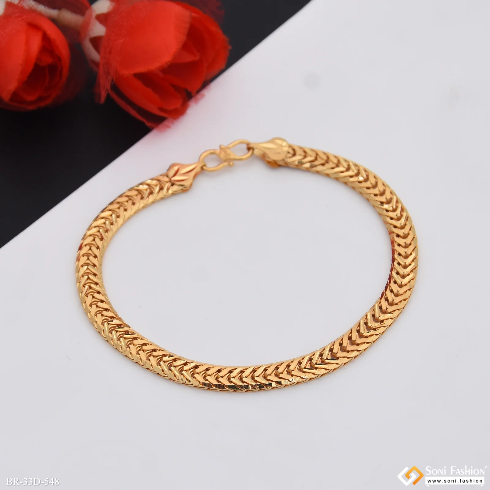 1 Gram Gold Plated Awesome Design Bracelet for Men - Style D548 - Image 6