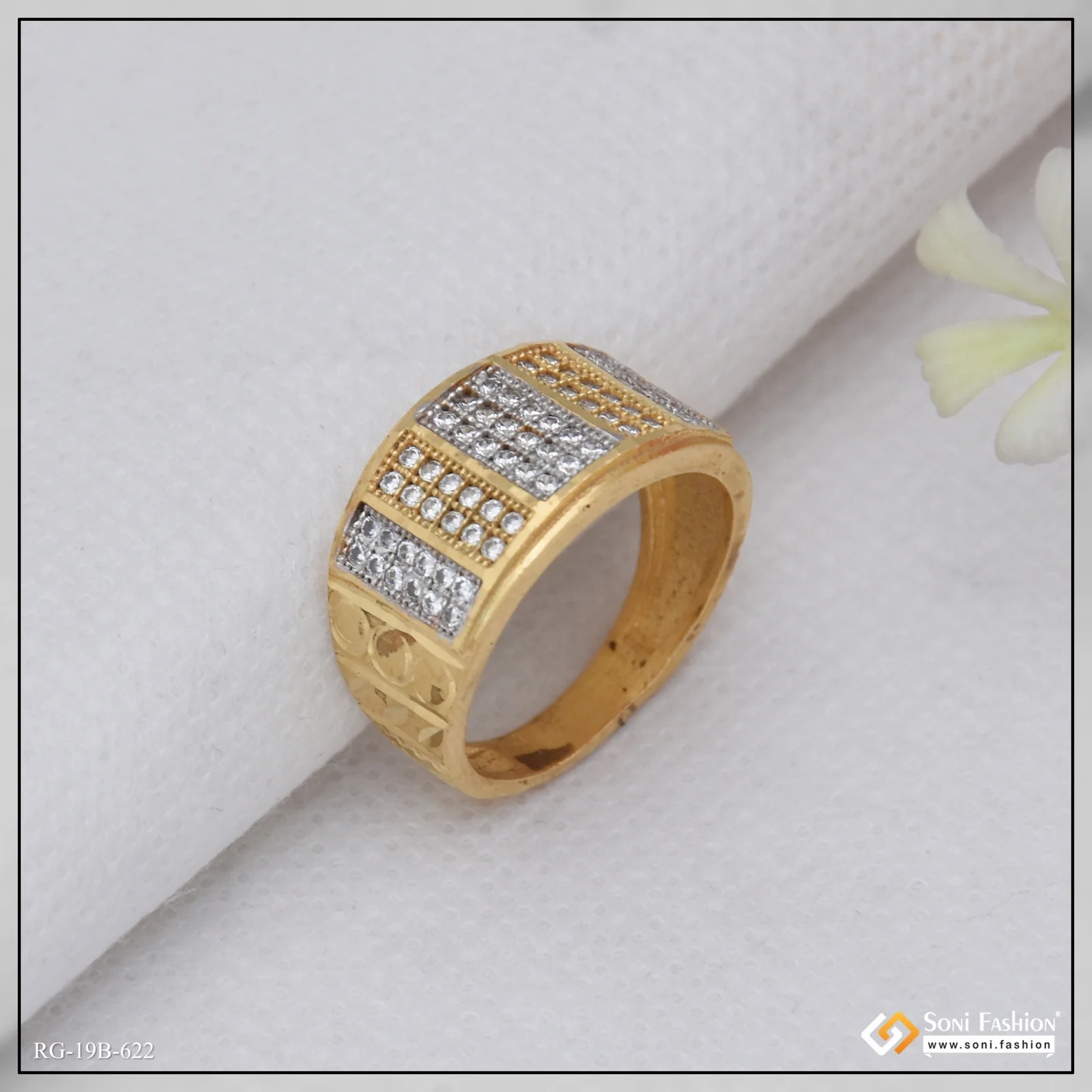 1 Gram Gold Plated Awesome Design Diamond Ring for Men - Style B622 - Image 6