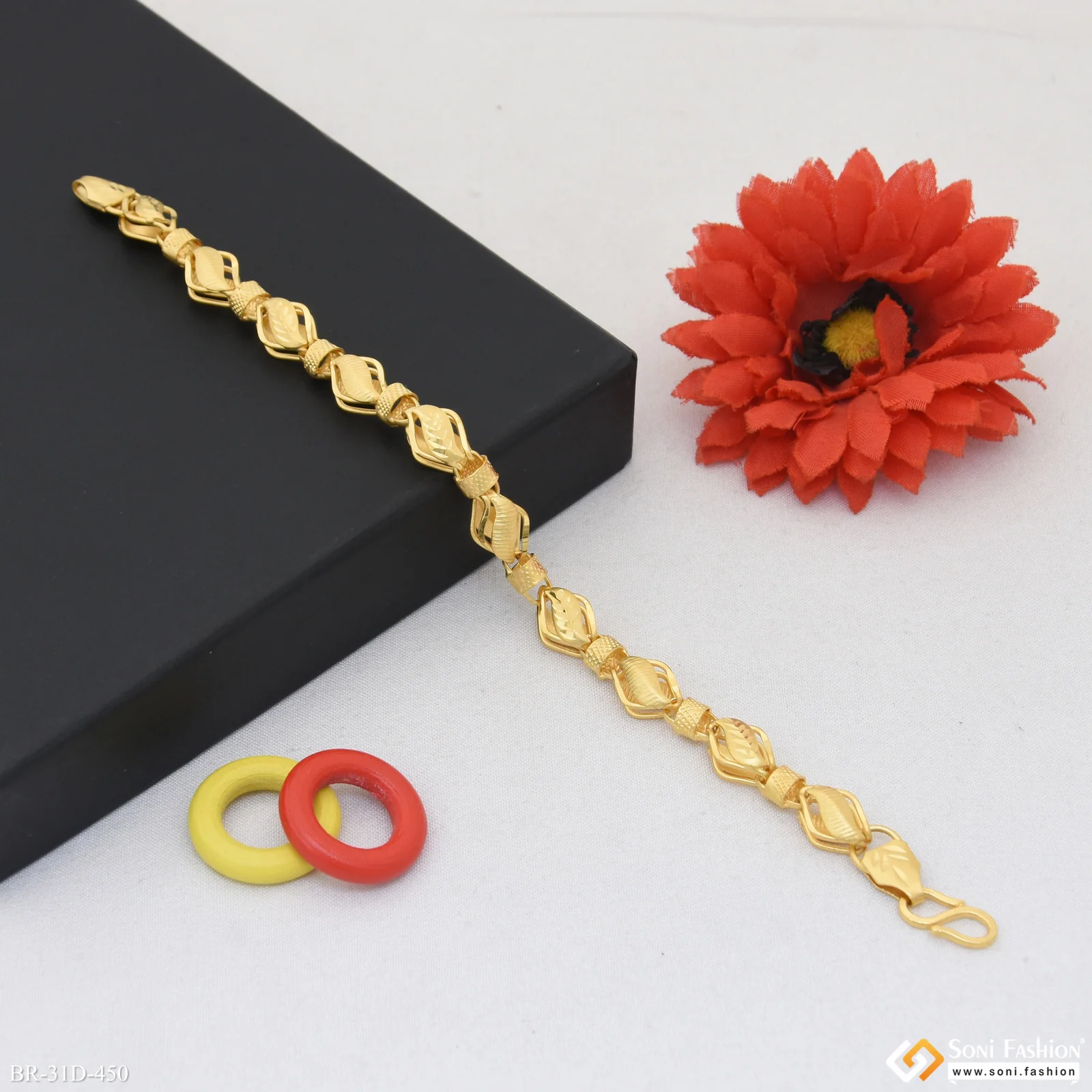 1 Gram Gold Plated Awesome Design Kohli Bracelet for Men - Style D450 - Image 5