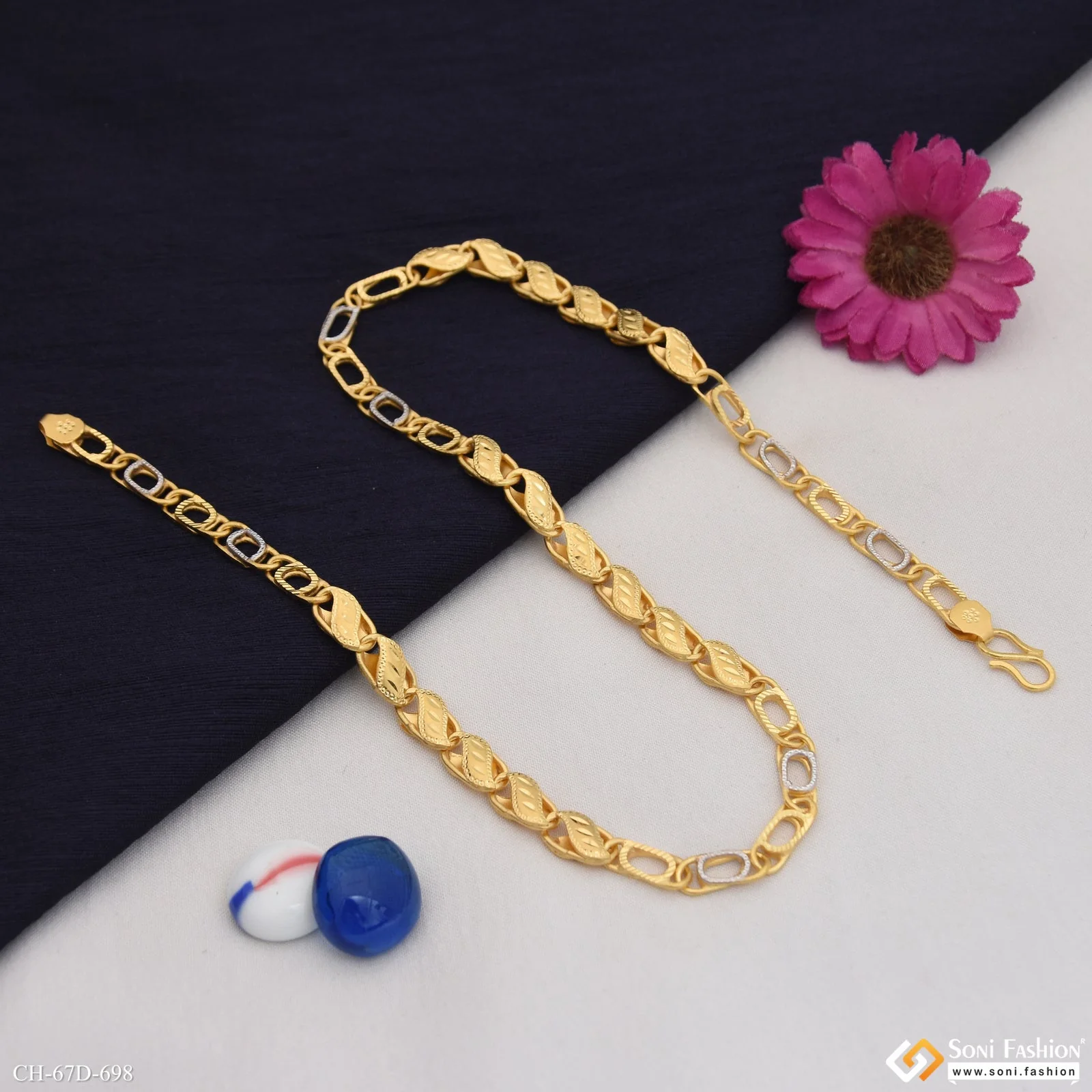 1 Gram Gold Plated Awesome Design Kohli Chain for Men - Style D698 - Image 5