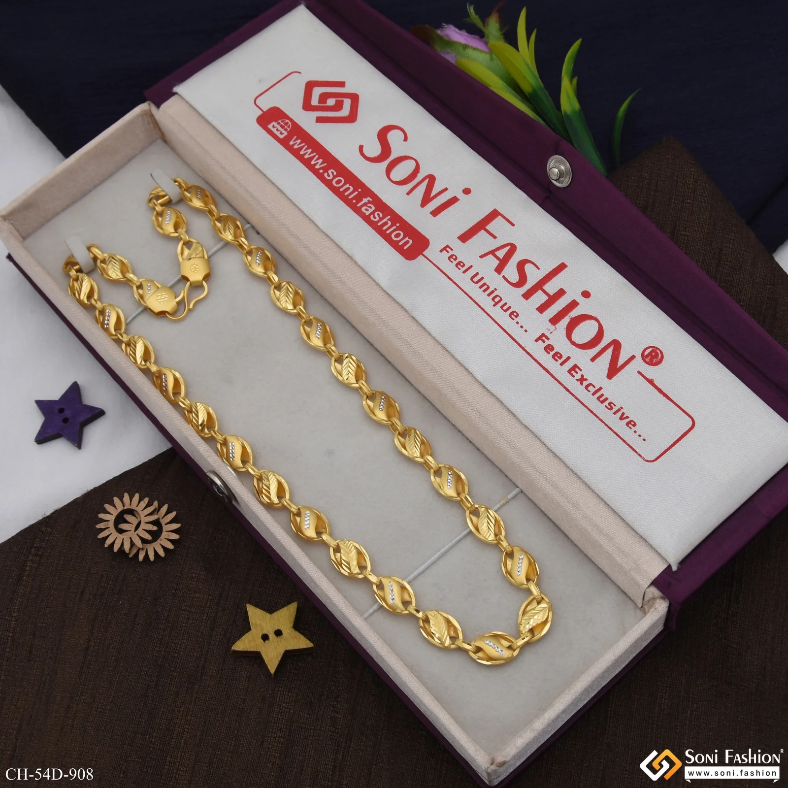 1 Gram Gold Plated Awesome Design Kohli Chain for Men - Style D908 - Image 3
