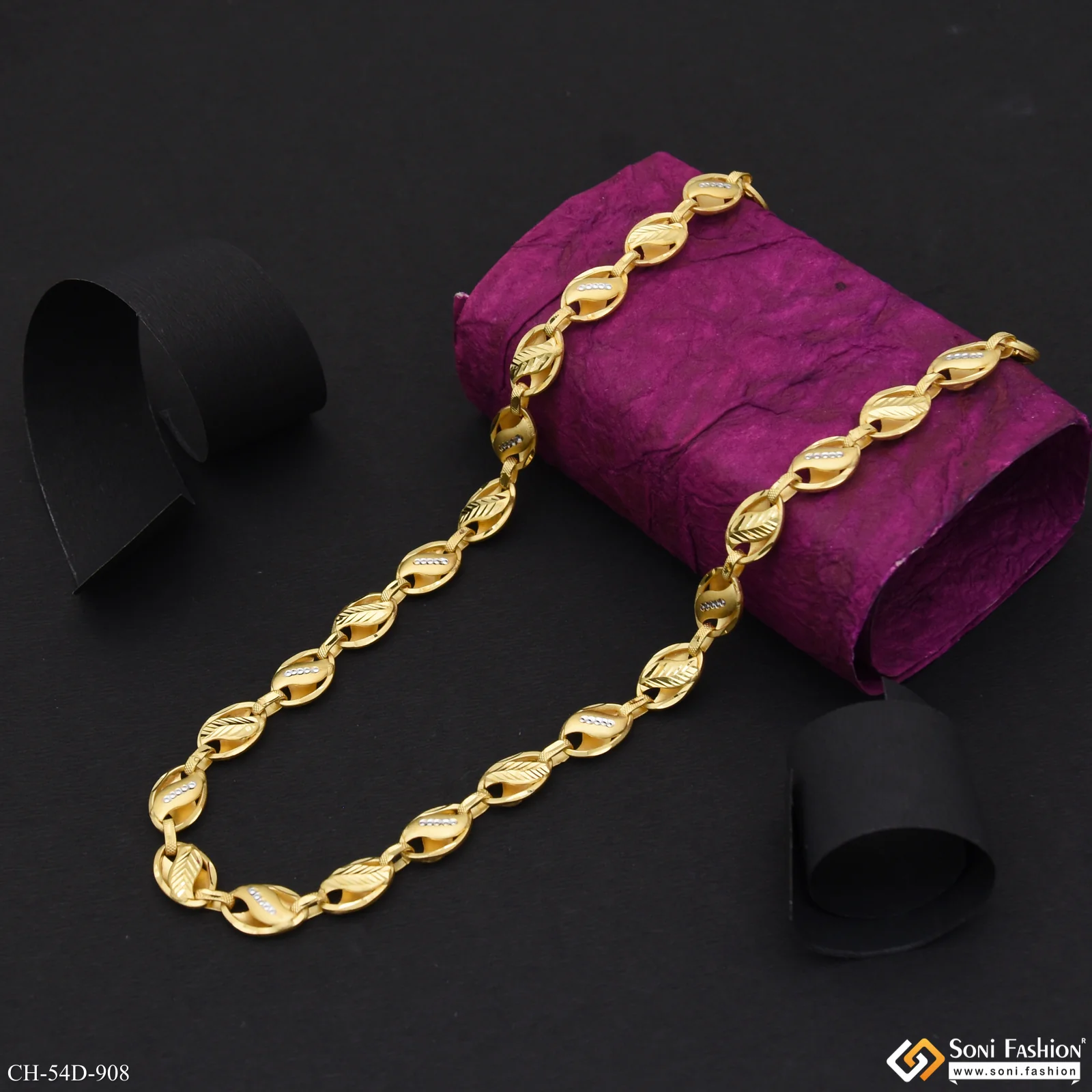 1 Gram Gold Plated Awesome Design Kohli Chain for Men - Style D908 - Image 4