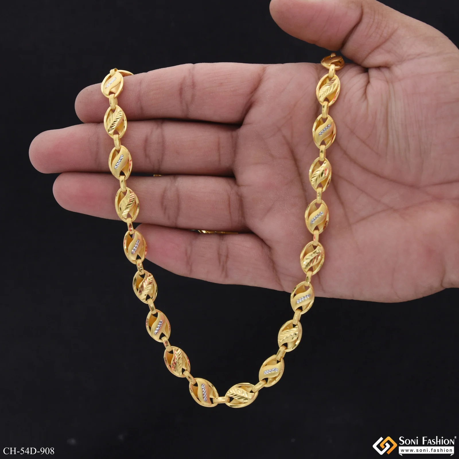 1 Gram Gold Plated Awesome Design Kohli Chain for Men - Style D908 - Image 6