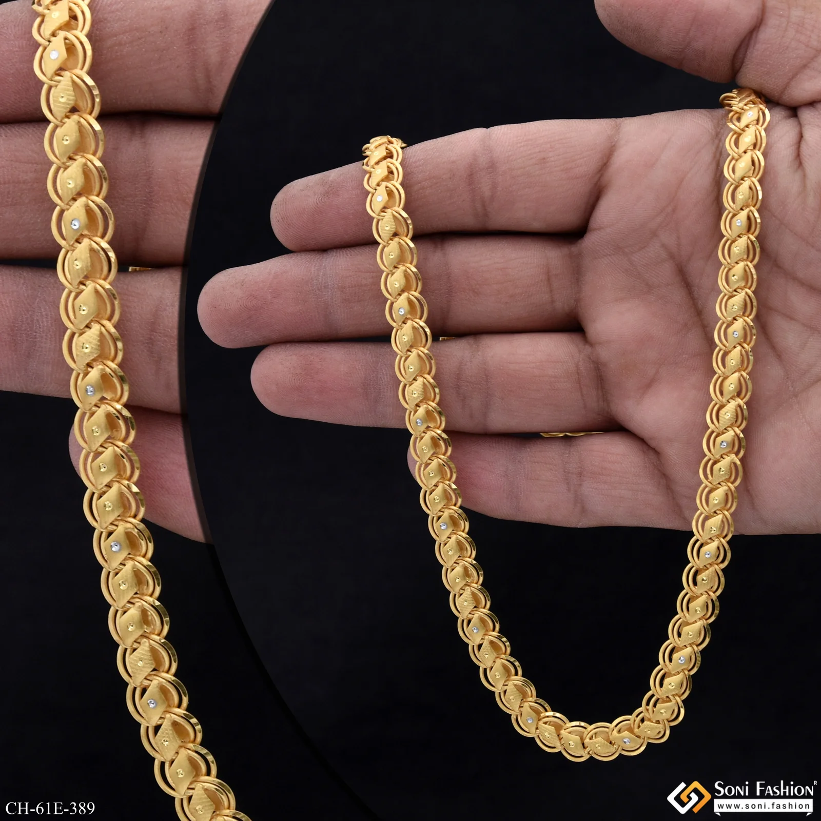 1 Gram Gold Plated Awesome Design Kohli Chain for Men - Style E389 - Image 2