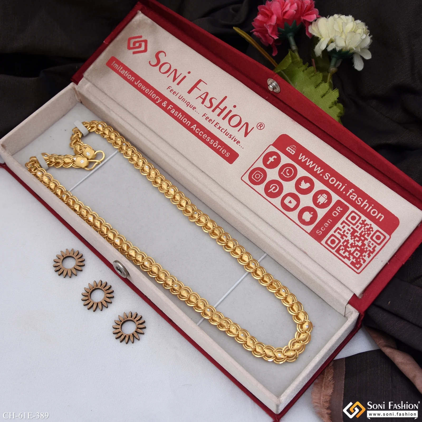 1 Gram Gold Plated Awesome Design Kohli Chain for Men - Style E389 - Image 3