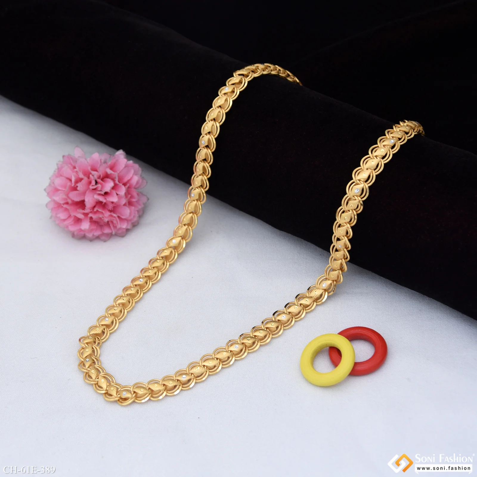 1 Gram Gold Plated Awesome Design Kohli Chain for Men - Style E389 - Image 4