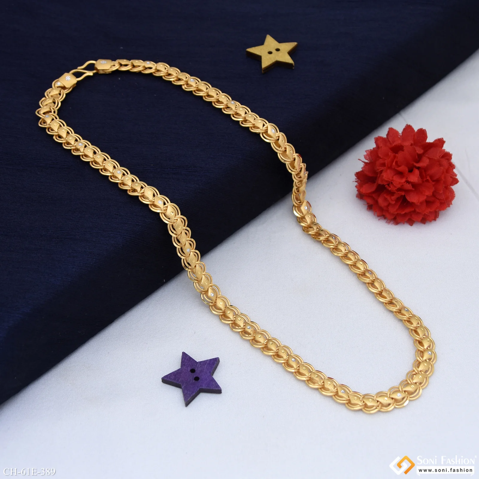 1 Gram Gold Plated Awesome Design Kohli Chain for Men - Style E389 - Image 5