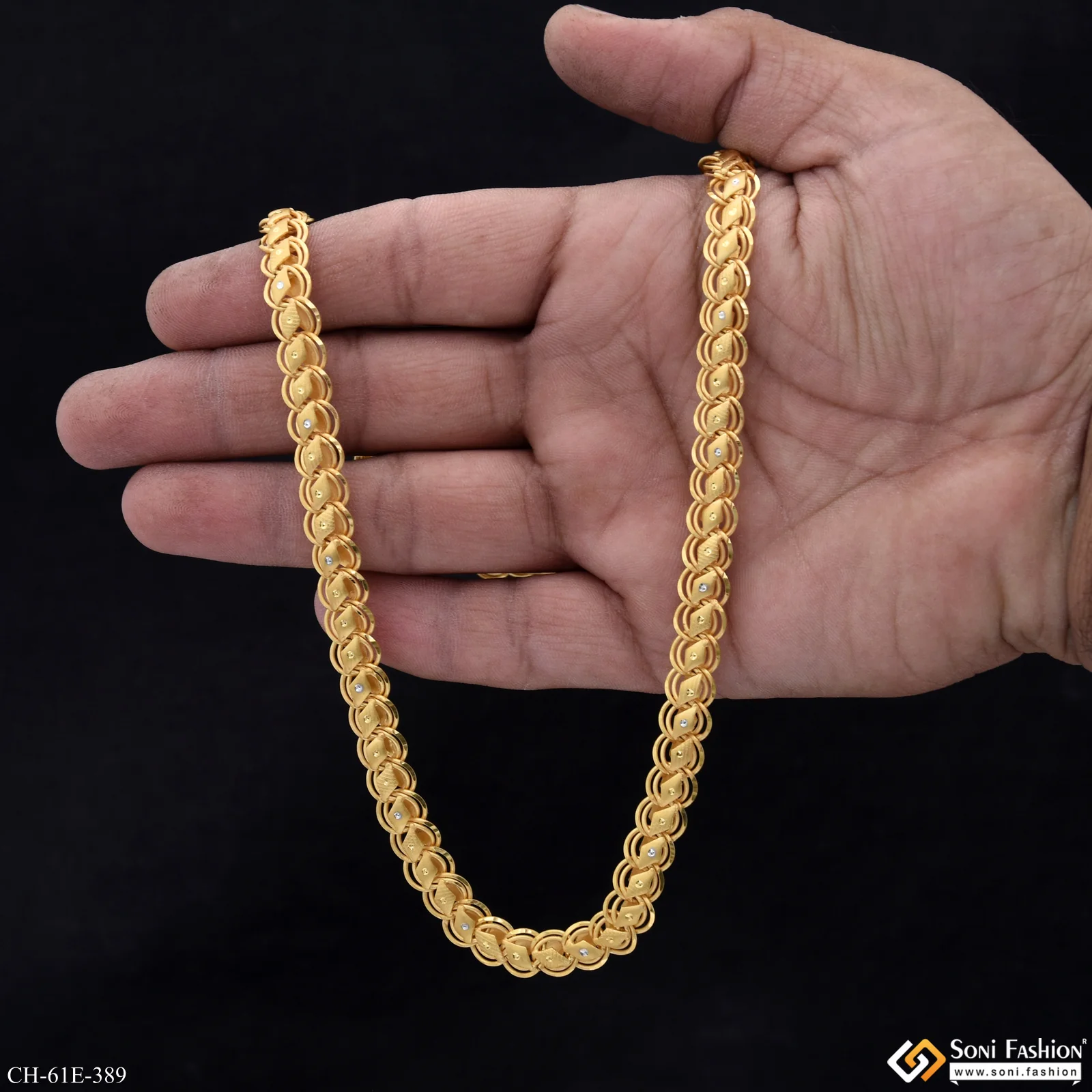 1 Gram Gold Plated Awesome Design Kohli Chain for Men - Style E389 - Image 6