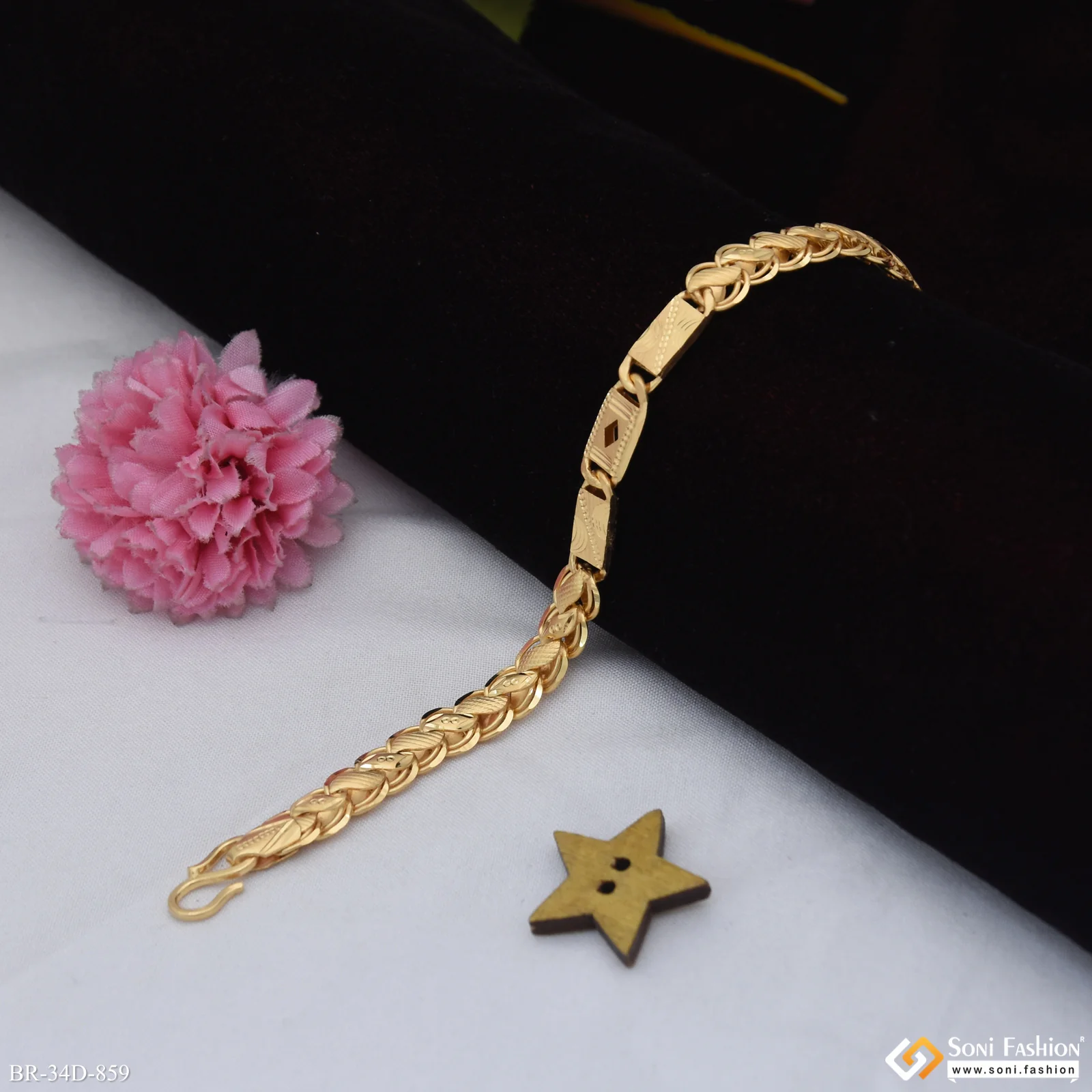 1 Gram Gold Plated Awesome Design Kohli Nawabi Bracelet for Men - Style D859 - Image 3
