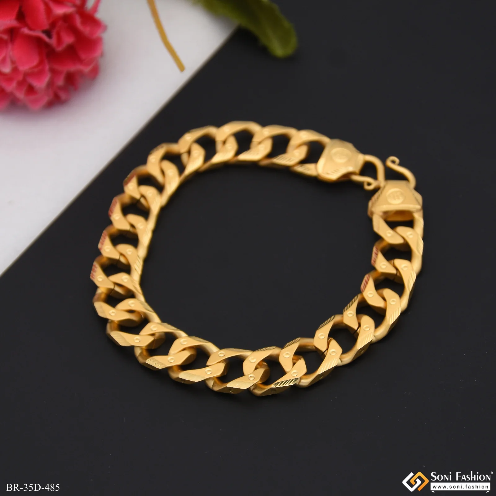 1 Gram Gold Plated Awesome Design Link Bracelet for Men - Style D485 - Image 2