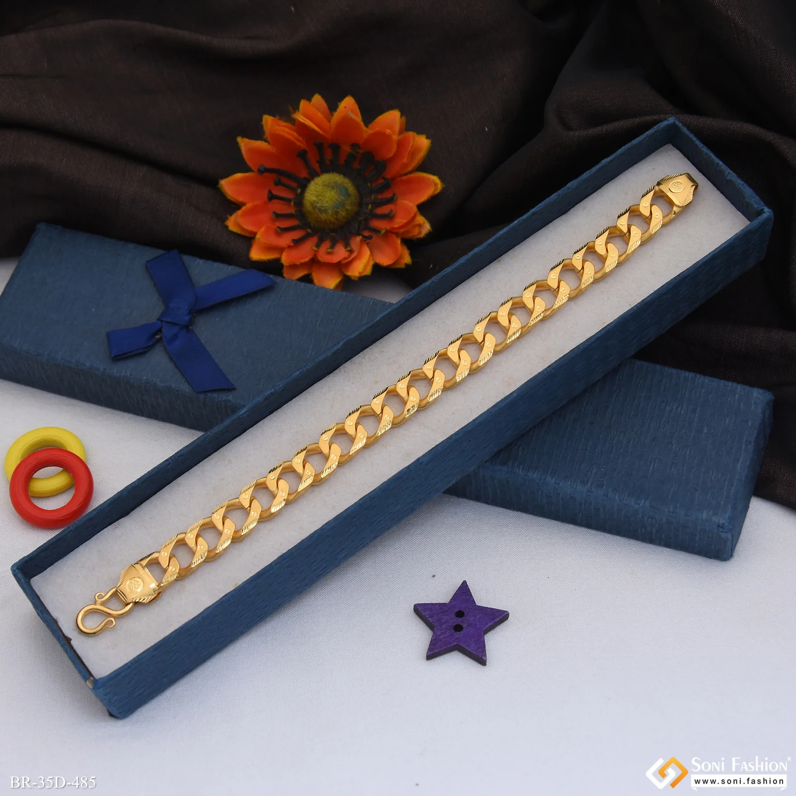 1 Gram Gold Plated Awesome Design Link Bracelet for Men - Style D485 - Image 5