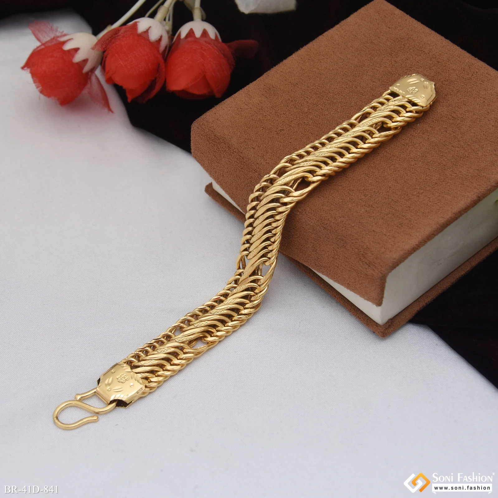 1 Gram Gold Plated Awesome Design Link Bracelet for Men - Style D841 - Image 5