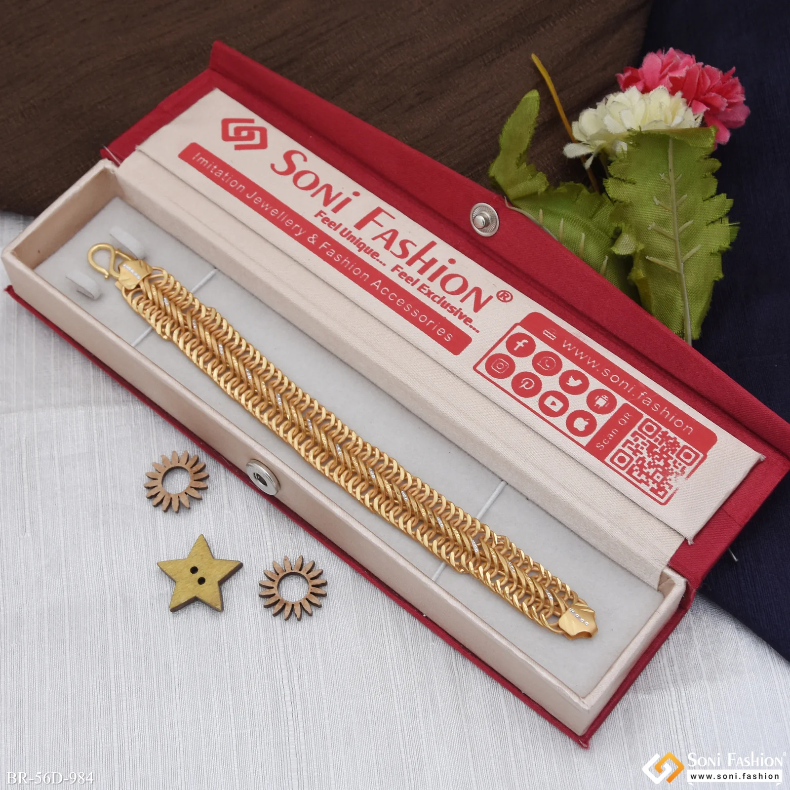 1 Gram Gold Plated Awesome Design Link Bracelet for Men - Style D984 - Image 2