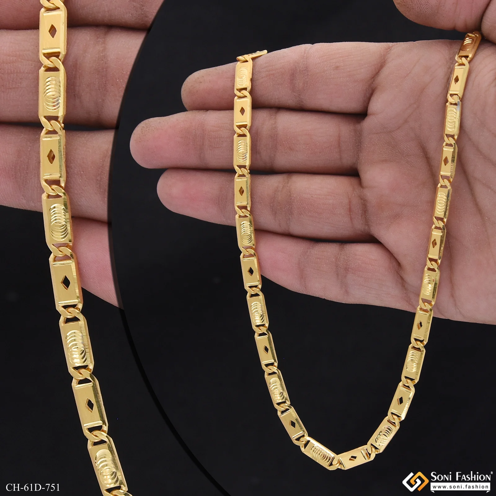 1 Gram Gold Plated Awesome Design Nawabi Chain for Men - Style D751 - Image 2