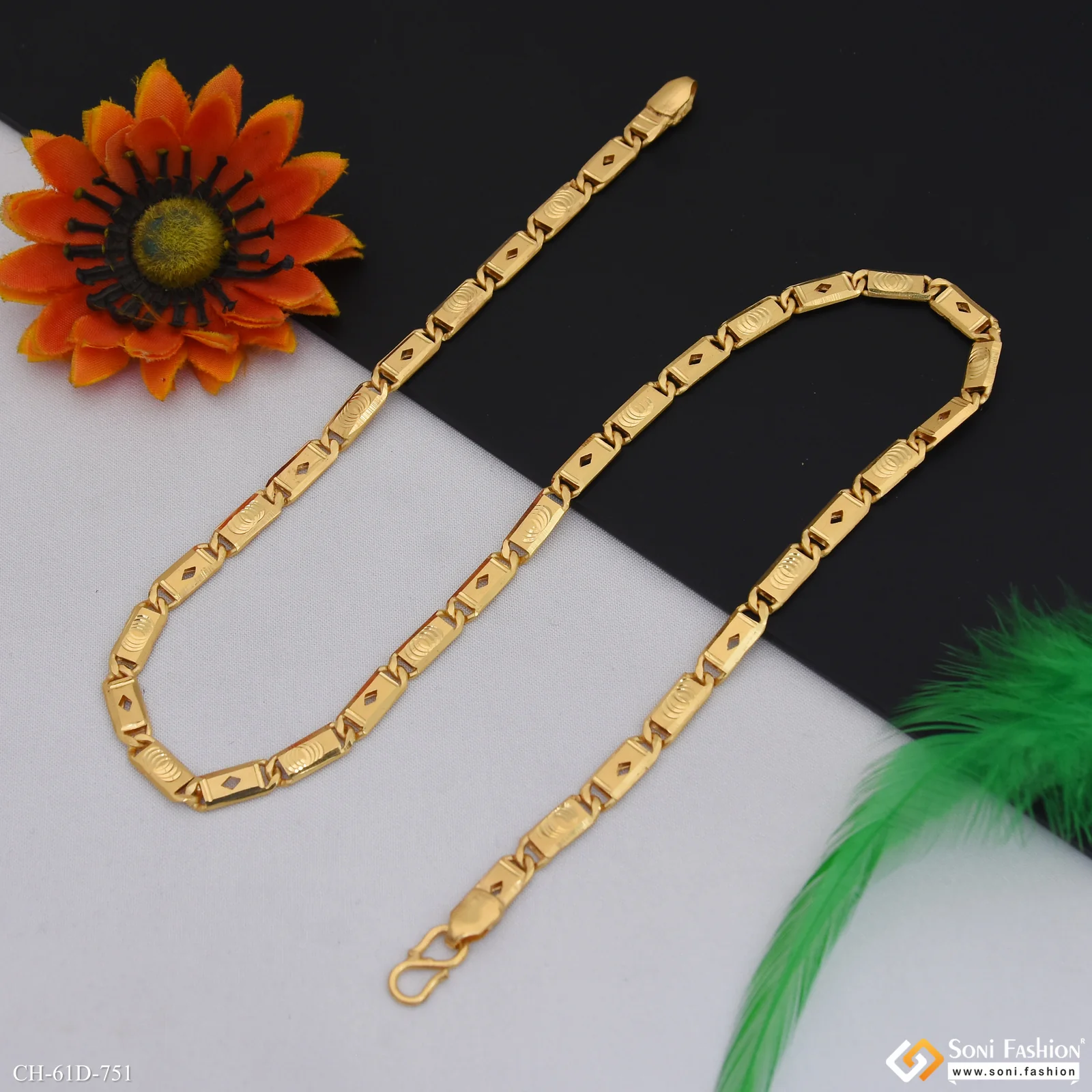 1 Gram Gold Plated Awesome Design Nawabi Chain for Men - Style D751 - Image 4