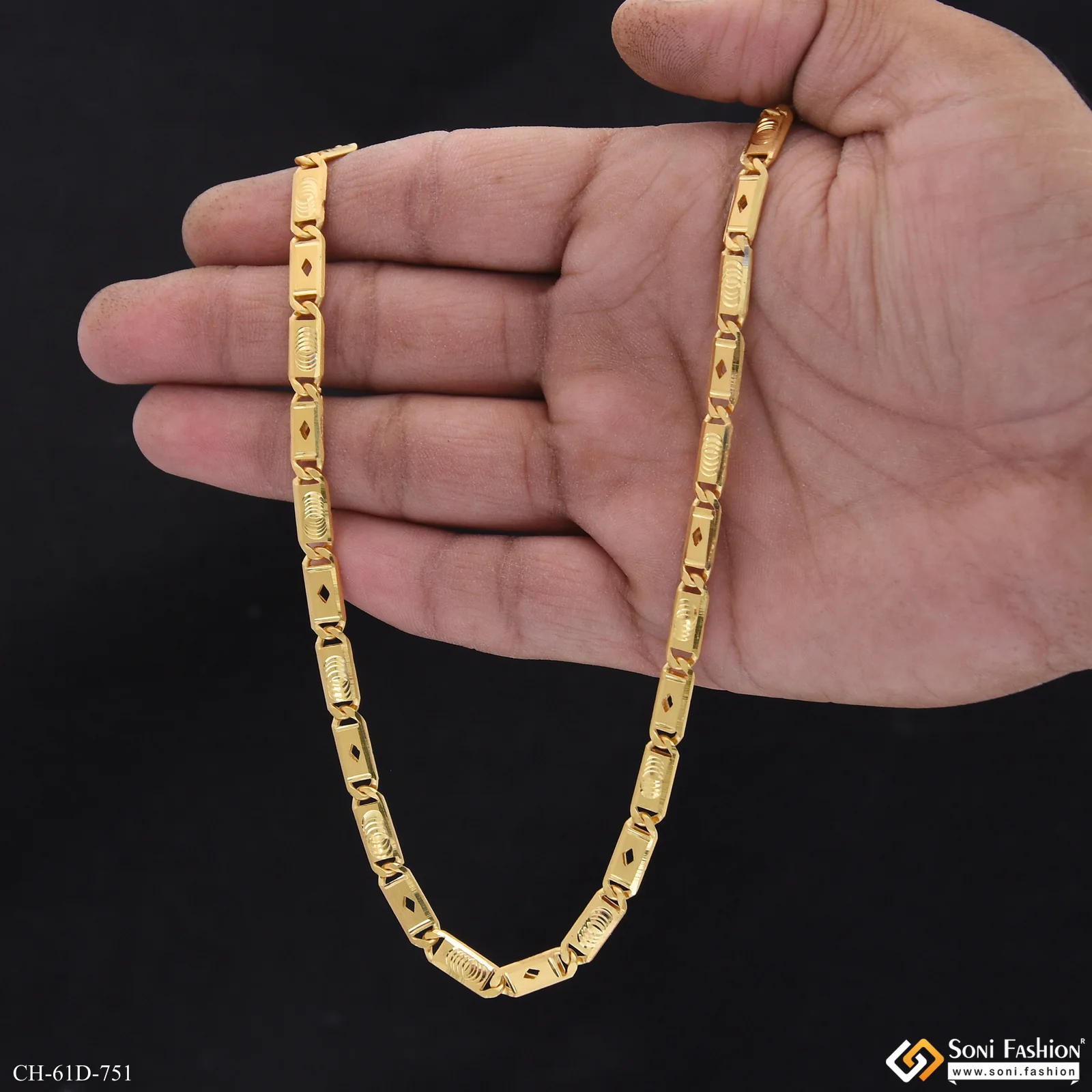 1 Gram Gold Plated Awesome Design Nawabi Chain for Men - Style D751 - Image 7