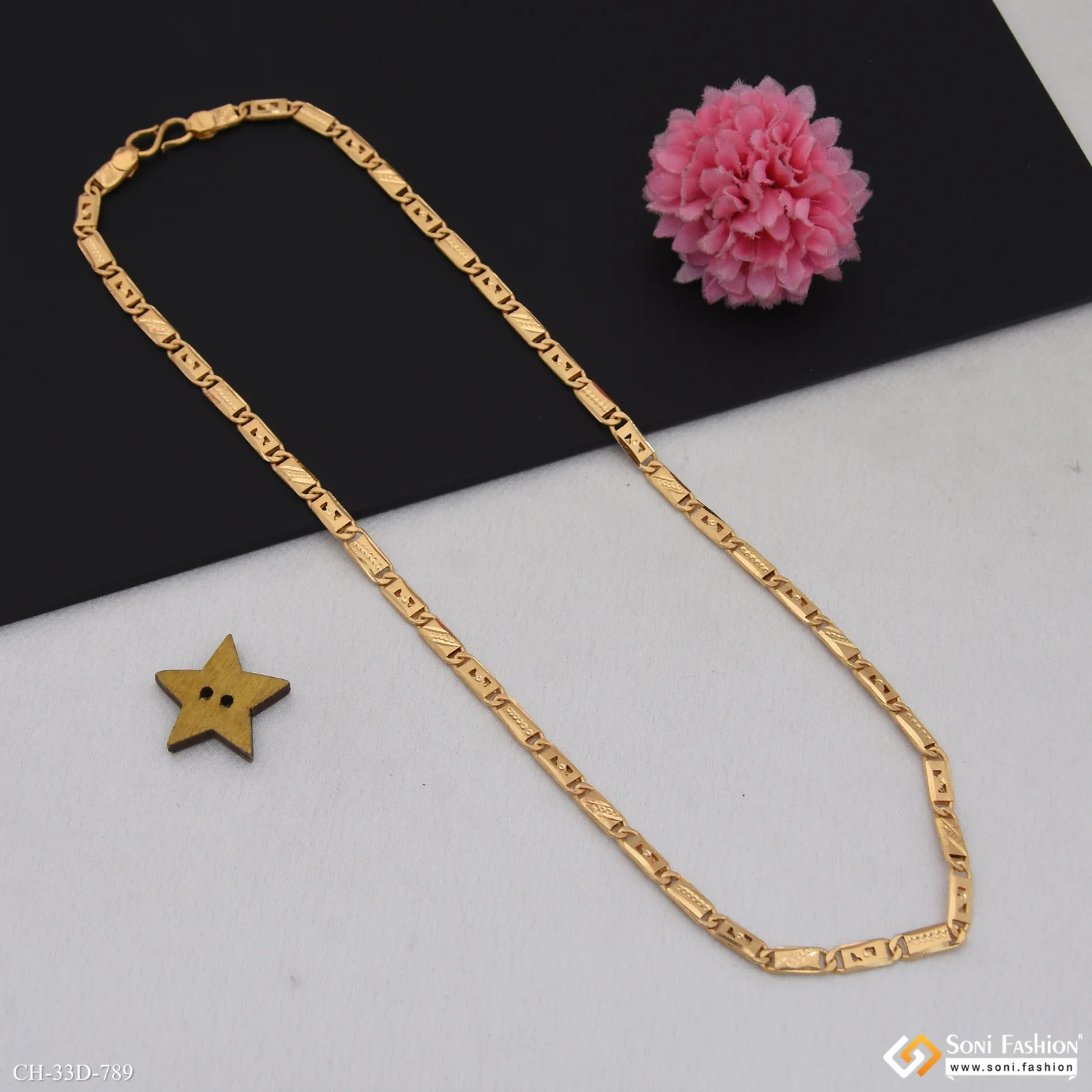 1 Gram Gold Plated Awesome Design Nawabi Chain for Men - Style D789 - Image 5